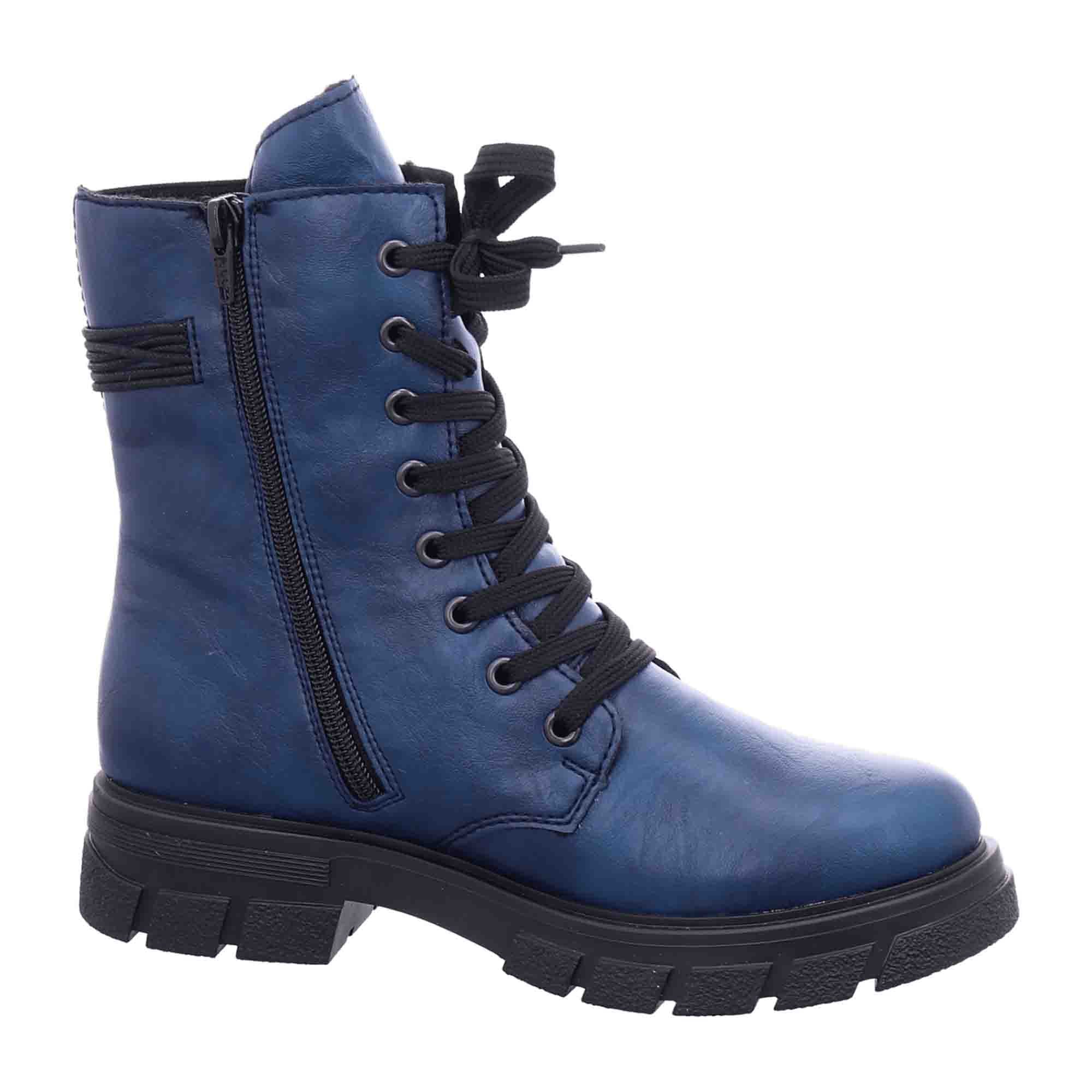 Rieker HWK Women's Blue Boots with Zipper for Fall and Winter