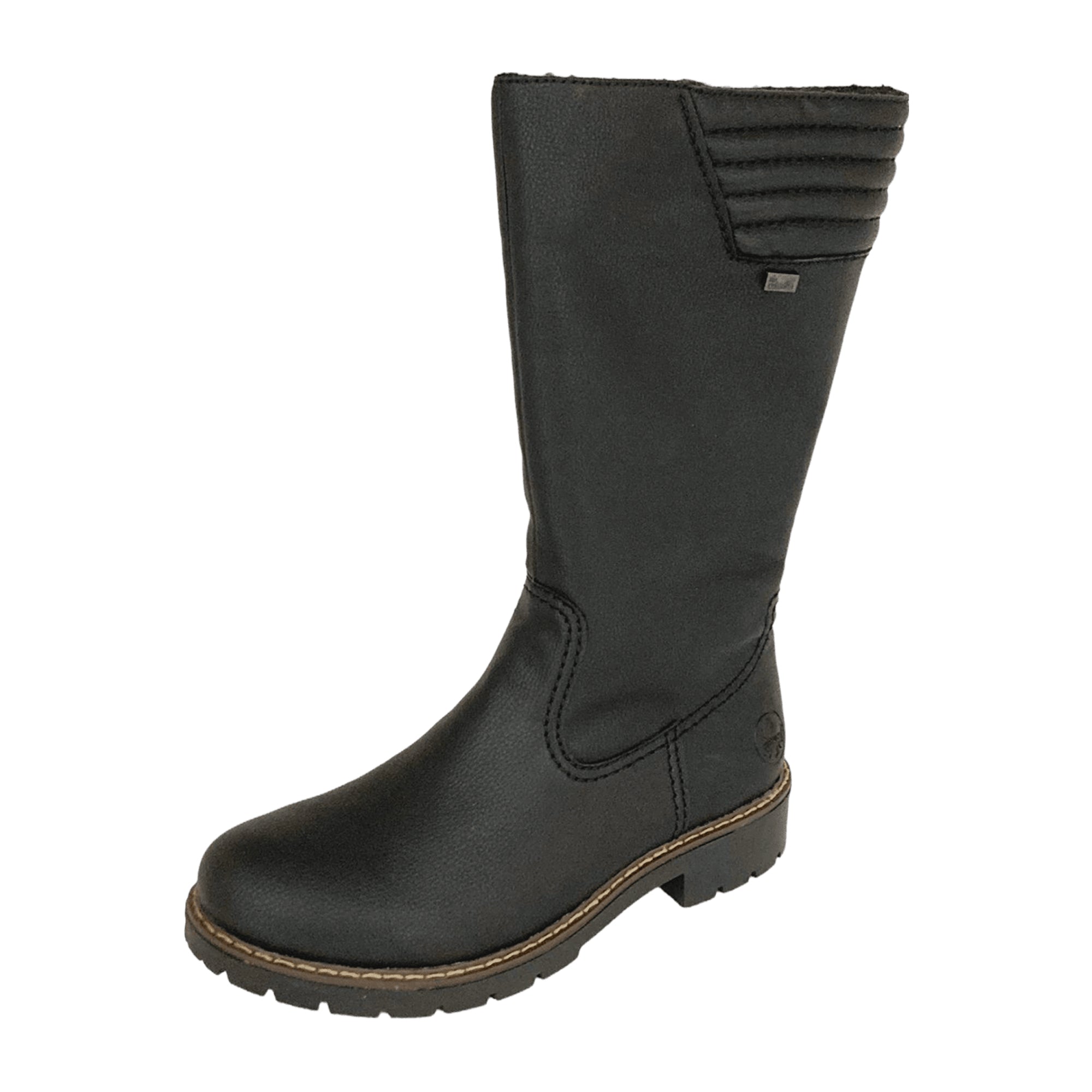 Rieker Y919100 Black Women's Boots Block Heel Round Toe Warm Lined Winter Shoes