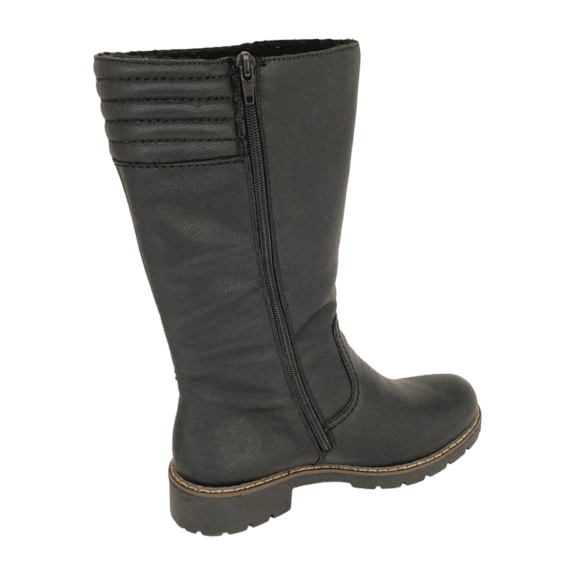 Rieker Y919100 Black Women's Boots Block Heel Round Toe Warm Lined Winter Shoes