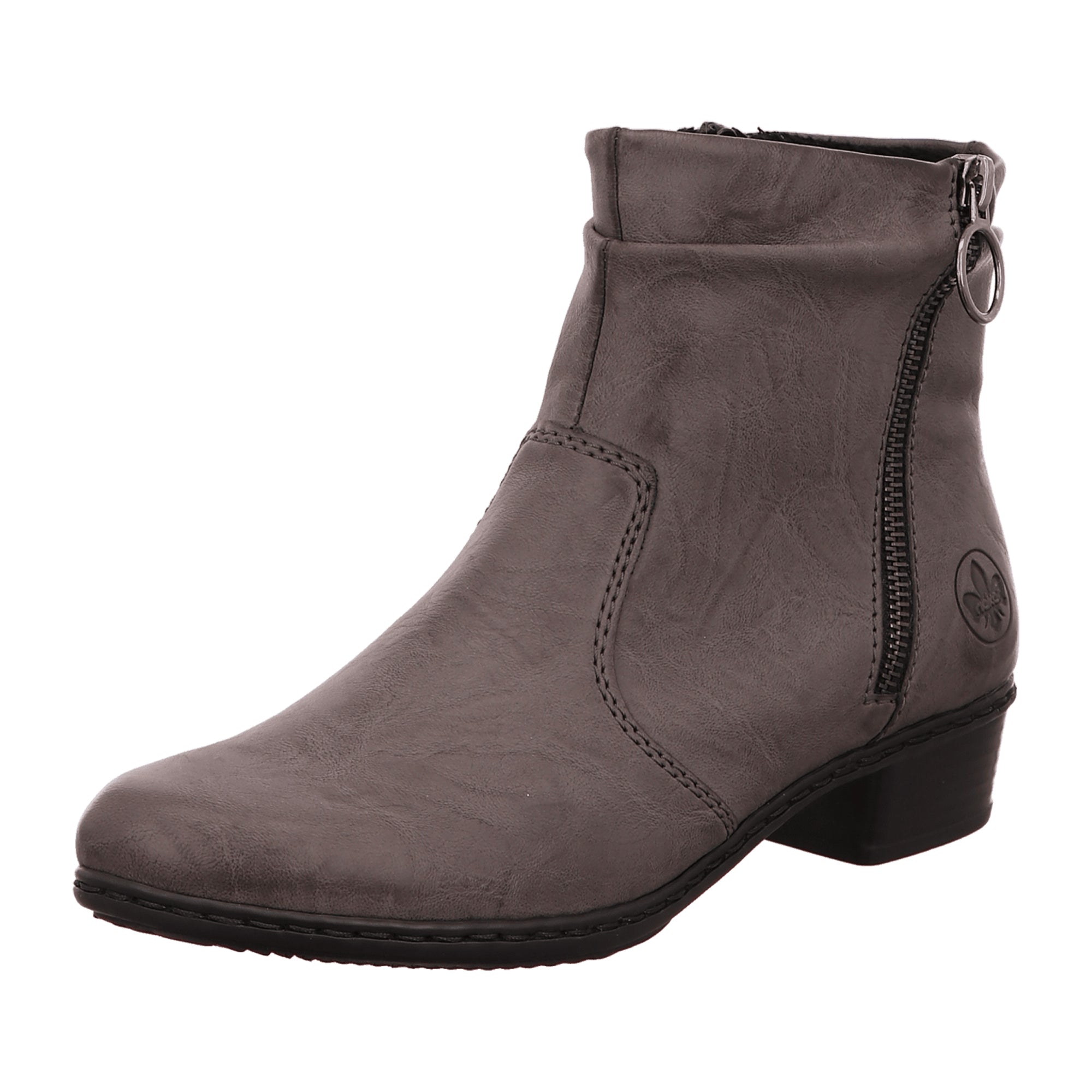 Rieker HWK Women's Gray Boots for Fall Winter with 3.5 cm Heel