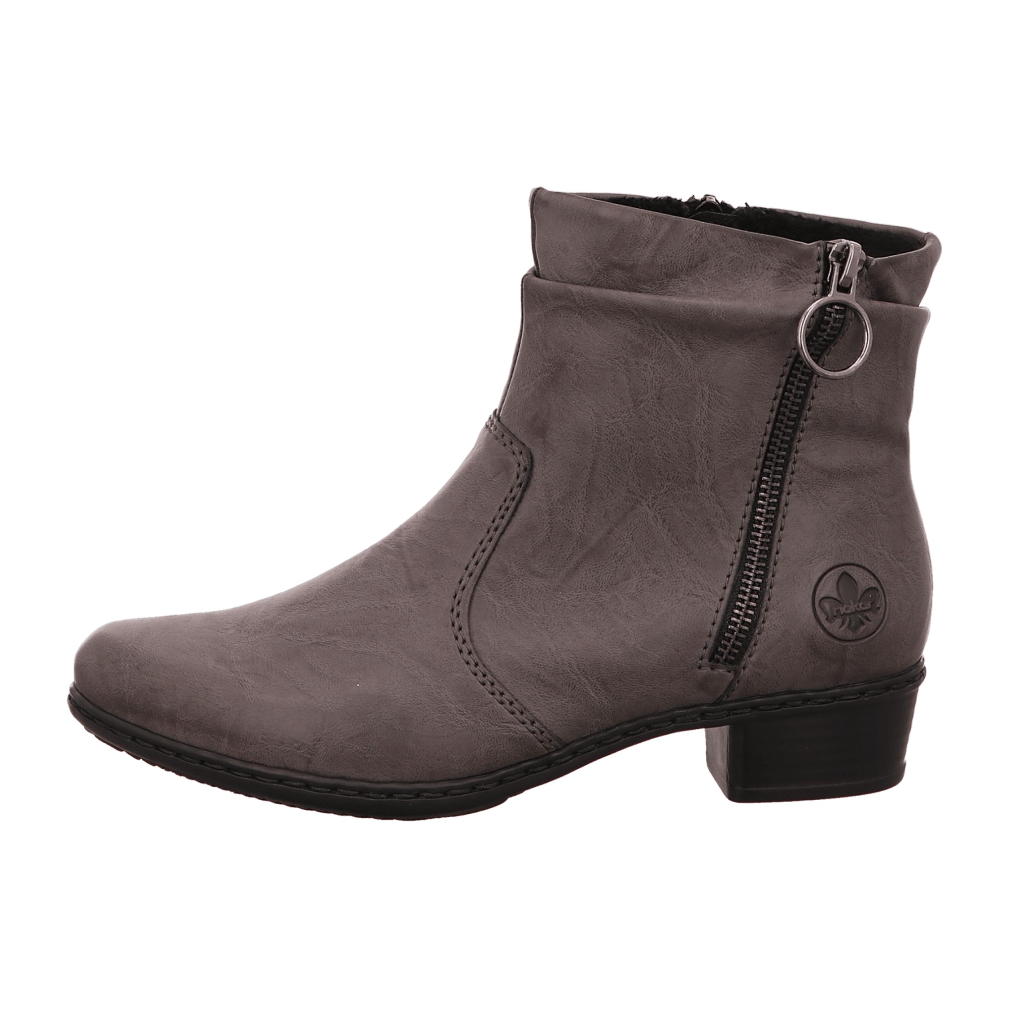 Rieker HWK Women's Gray Boots for Fall Winter with 3.5 cm Heel