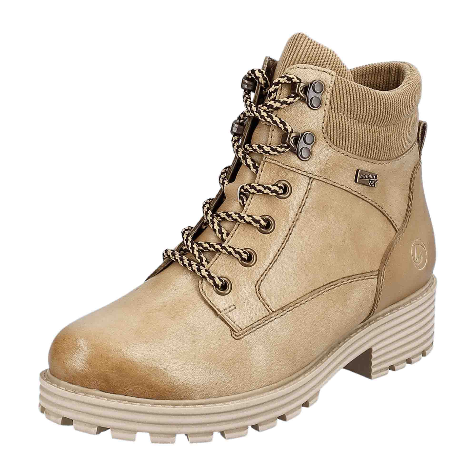 Remonte Women's Brown Ankle Boots Leather Lace-Up Fall Winter 4.5 cm Heel