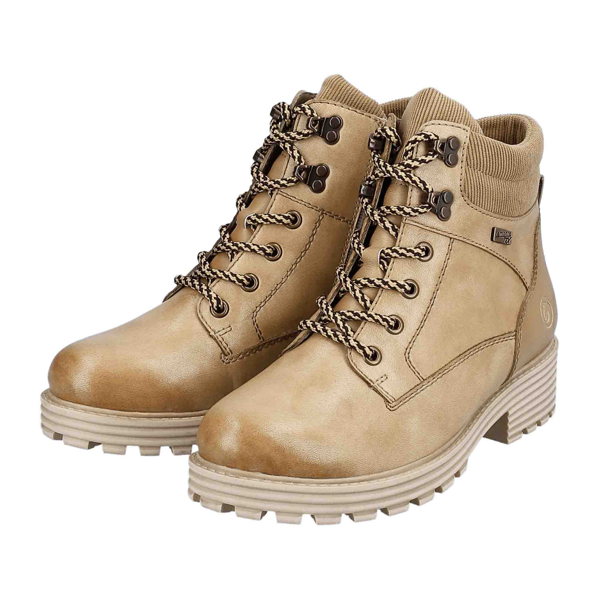 Remonte Women's Brown Ankle Boots Leather Lace-Up Fall Winter 4.5 cm Heel