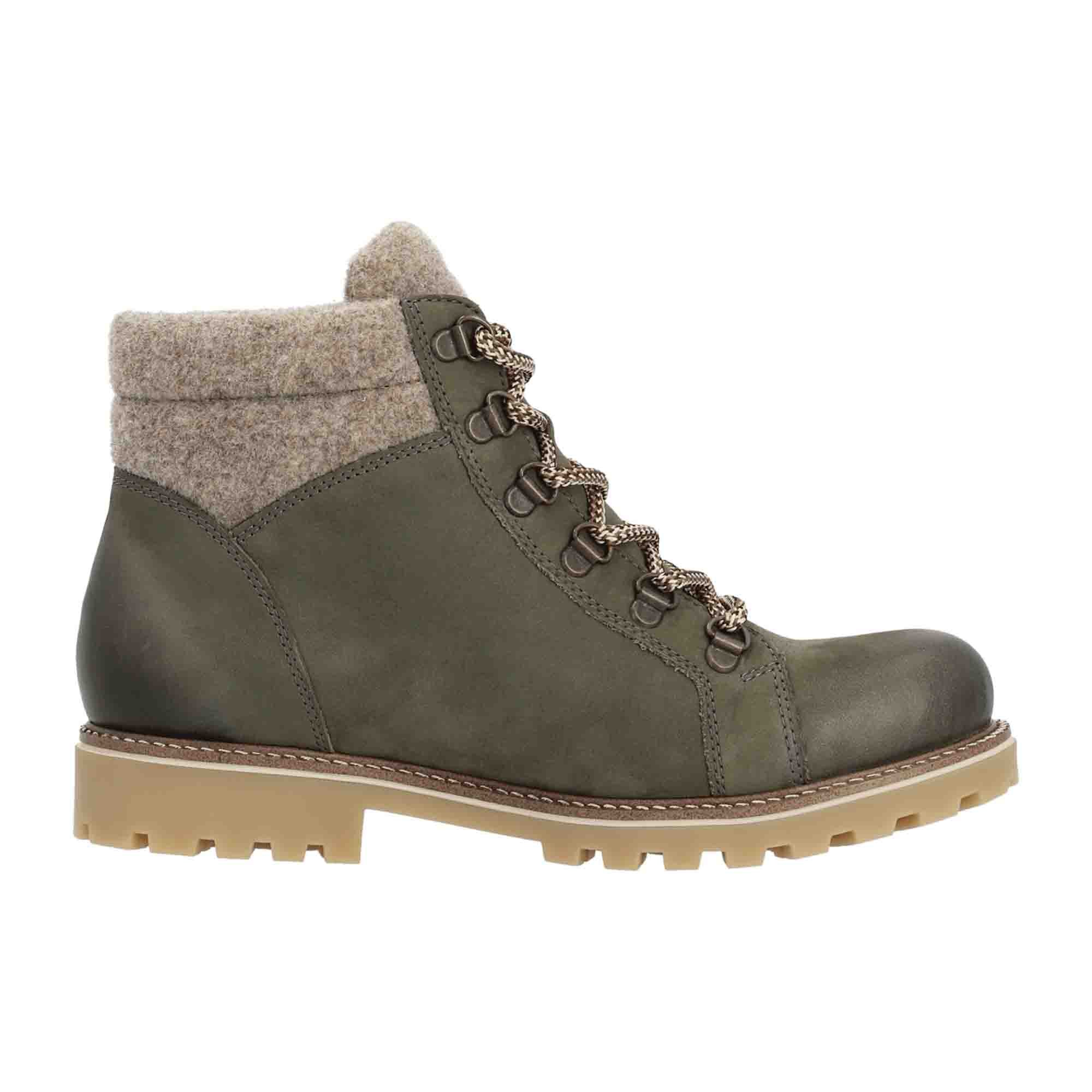 Remonte Women's Green Ankle Boots with Zip and Laces for Fall Winter