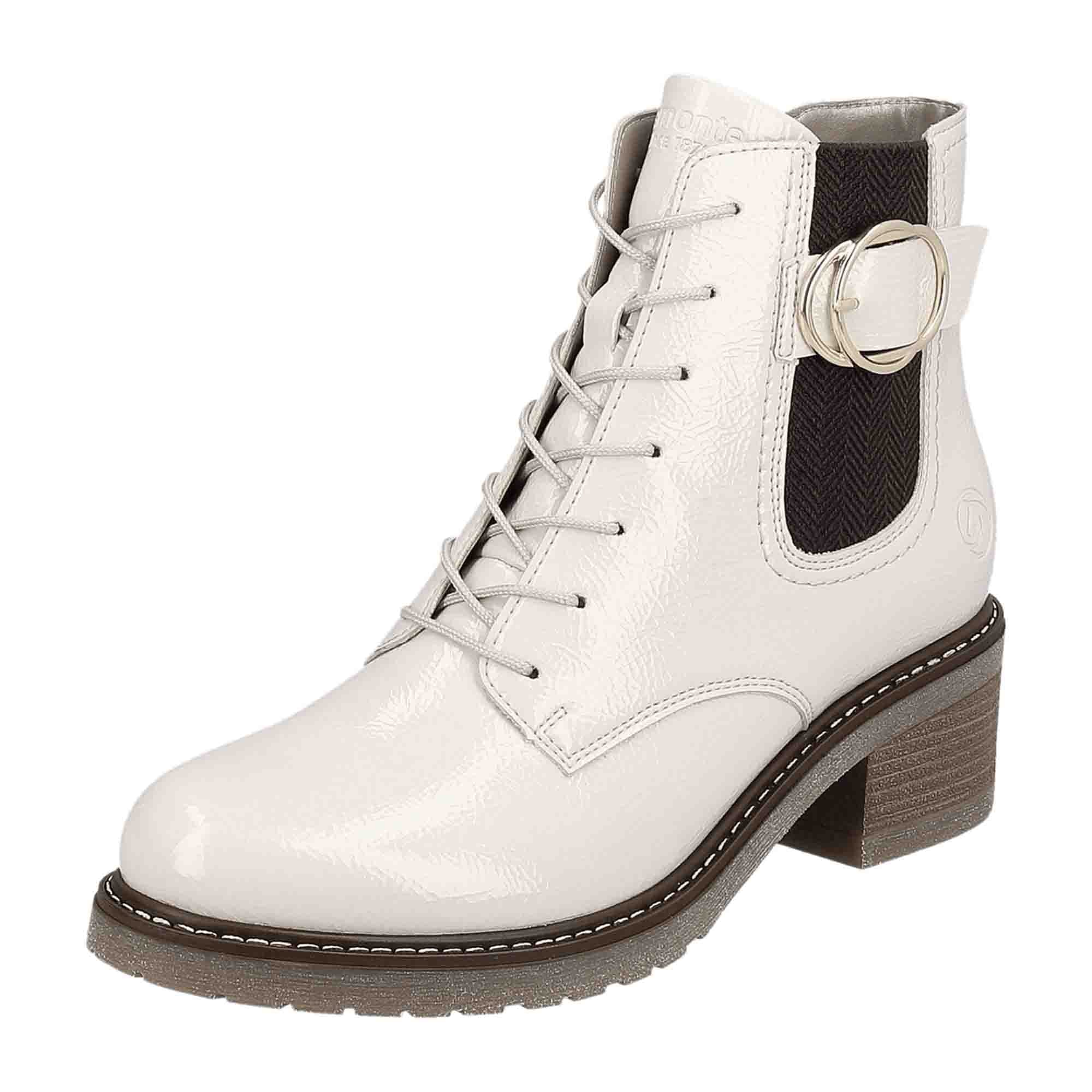 Remonte Women's White Ankle Boots with Lace-Up Closure for Fall Winter