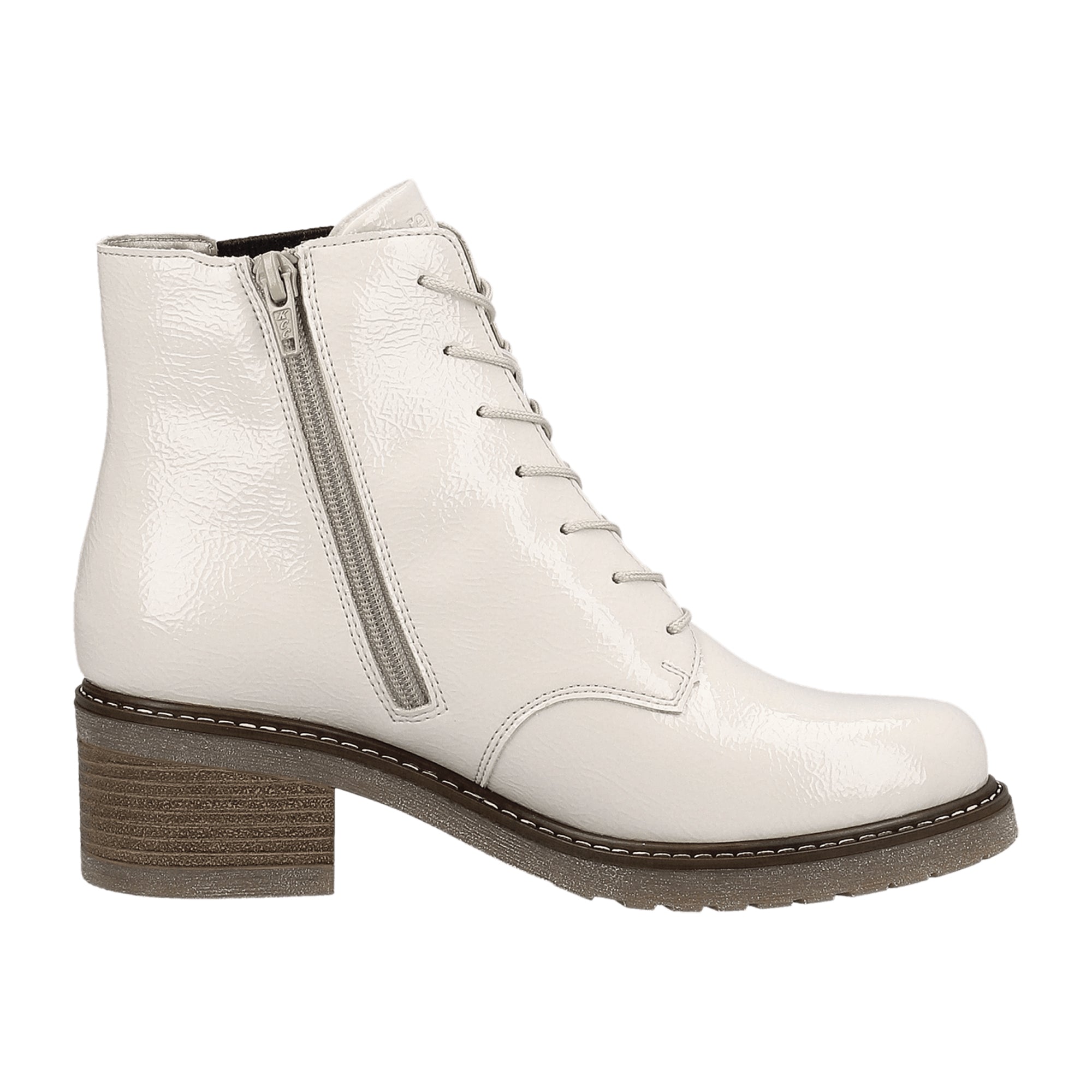 Remonte Women's White Ankle Boots with Lace-Up Closure for Fall Winter