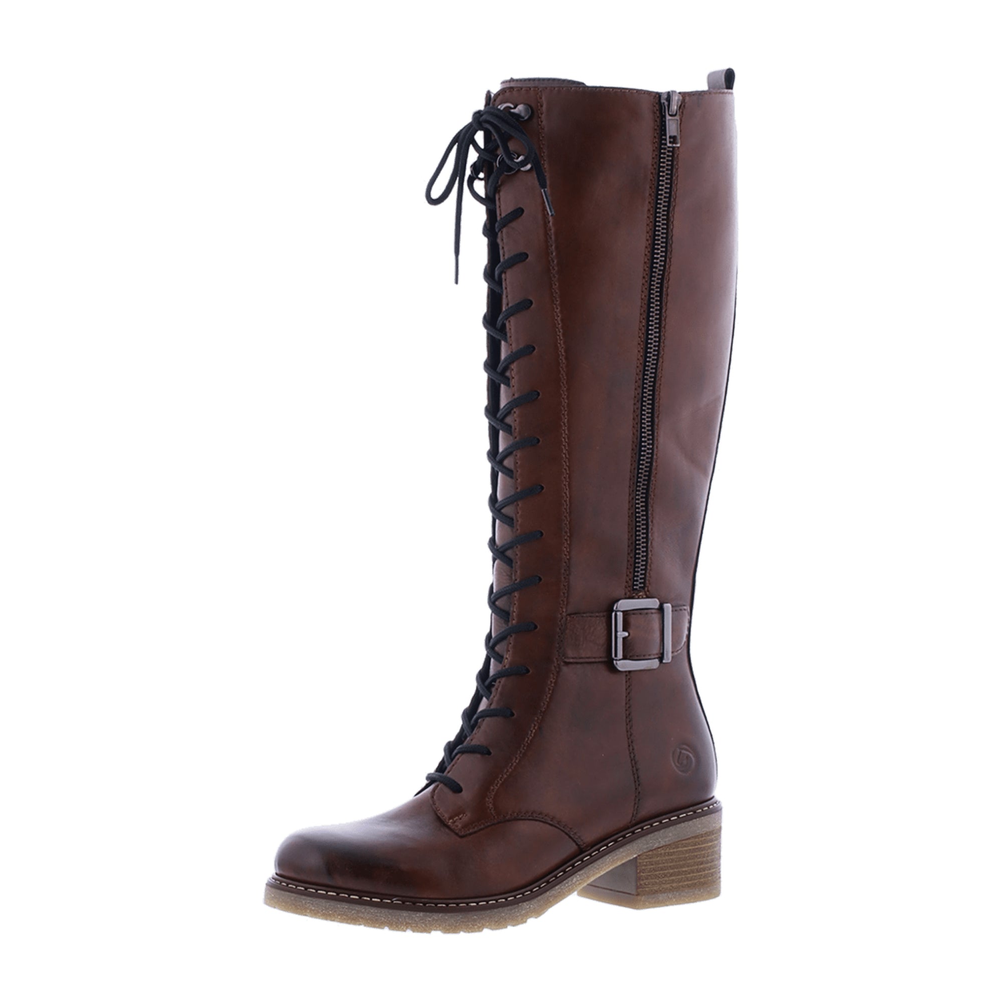 Remonte Brown Leather Women's Ankle Boots with Laces for Fall/Winter