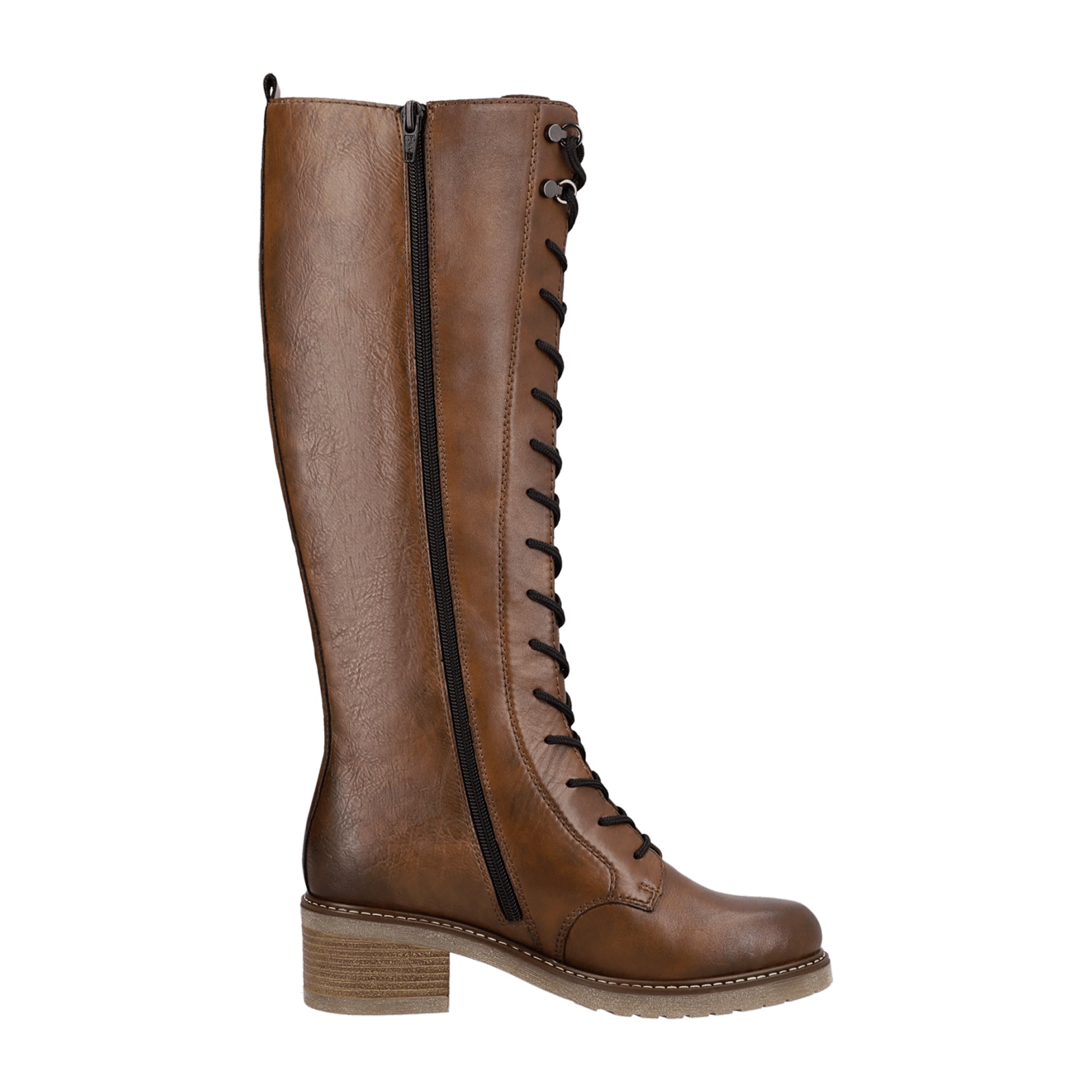 Remonte Brown Leather Women's Ankle Boots with Laces for Fall/Winter