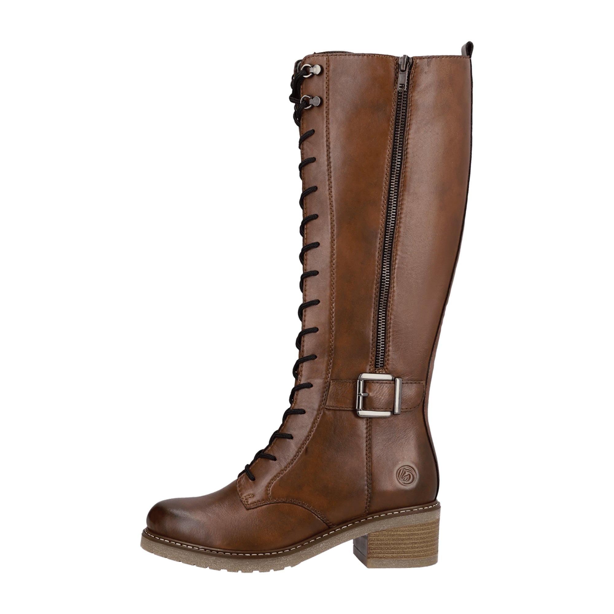 Remonte Brown Leather Women's Ankle Boots with Laces for Fall/Winter