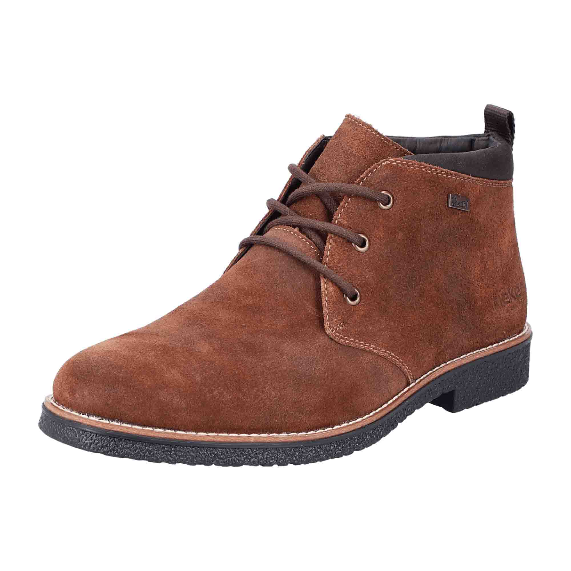 Rieker 33645 Men's Brown Leather Lace-Up Shoes for Fall Winter