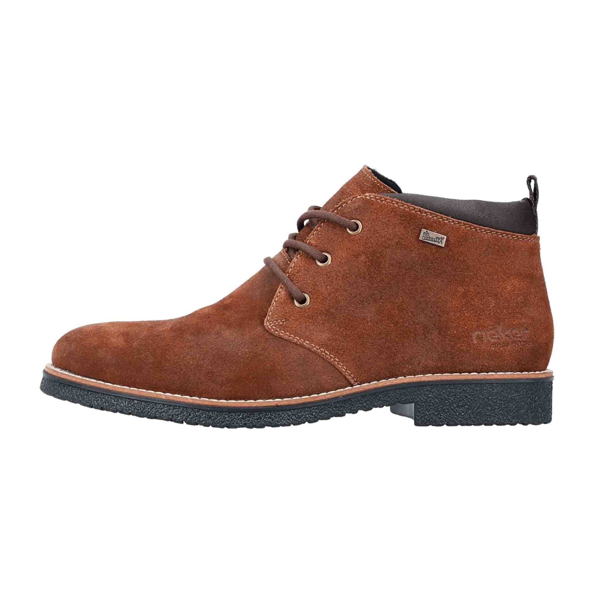 Rieker 33645 Men's Brown Leather Lace-Up Shoes for Fall Winter