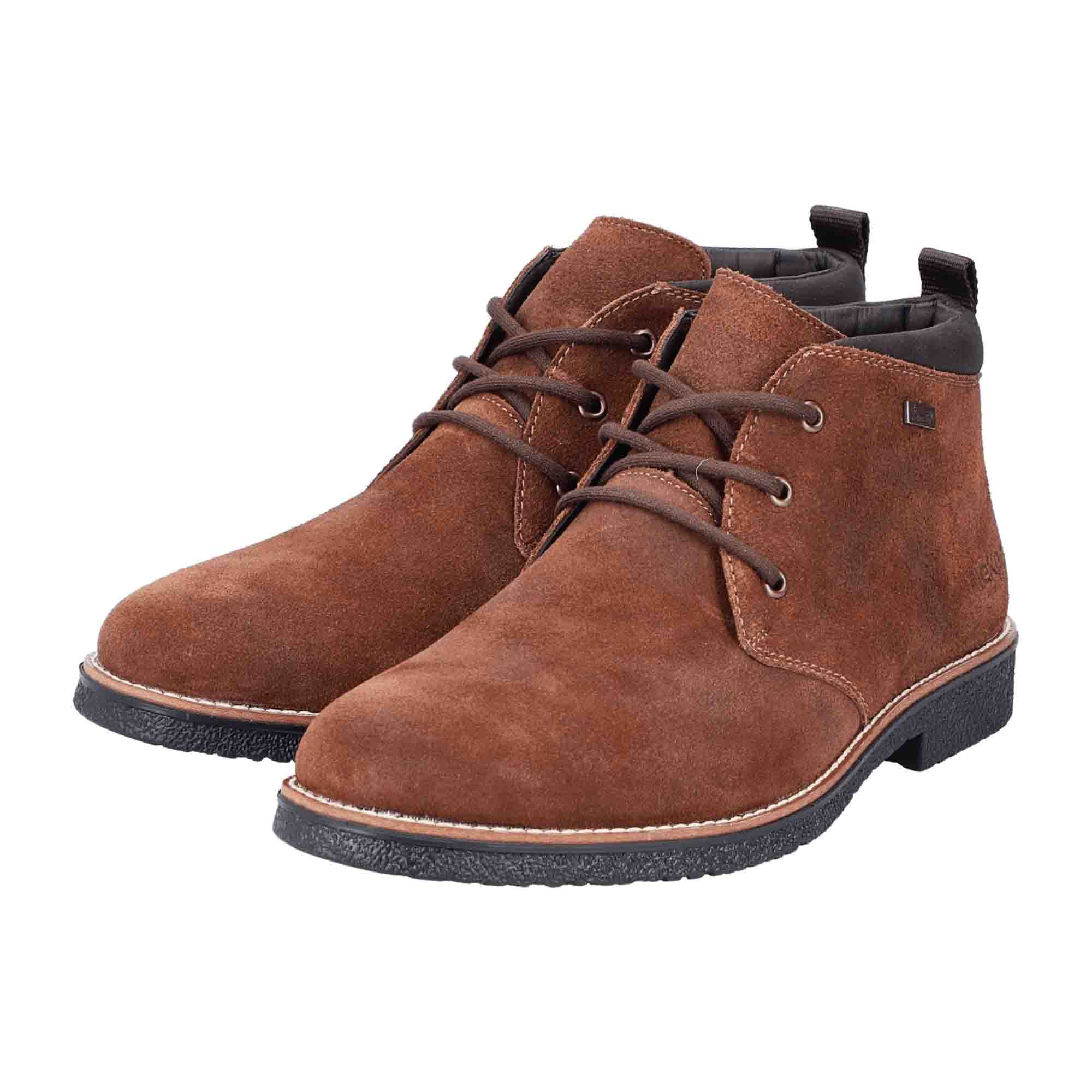 Rieker 33645 Men's Brown Leather Lace-Up Shoes for Fall Winter