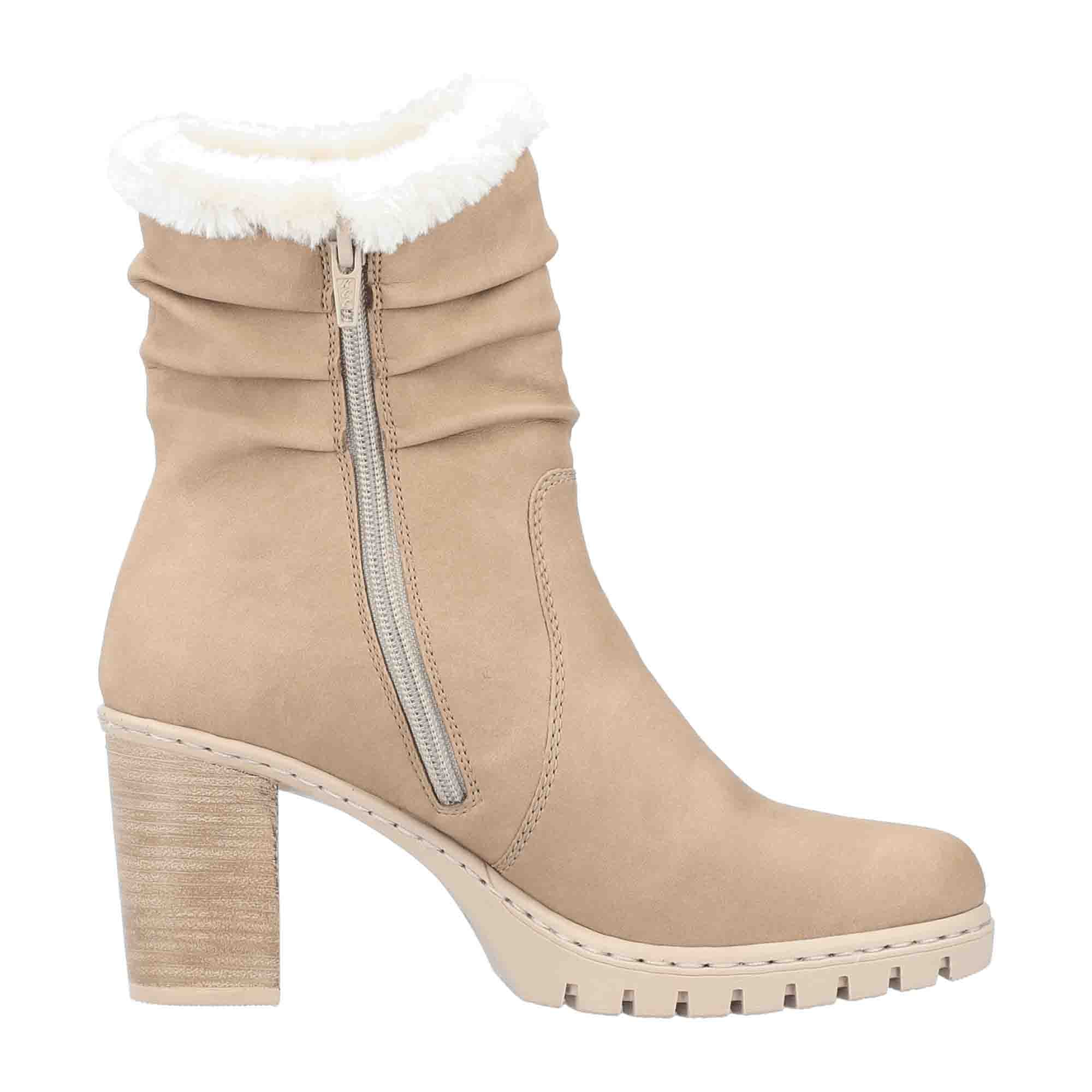 Rieker Beige Nabukino Merino Women's Shoes for Fall Winter