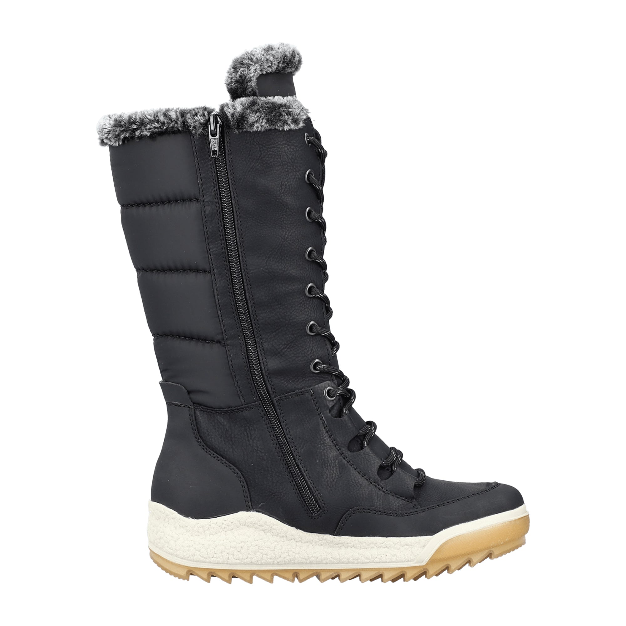 Rieker Y4760-00 Women's Black Boots Faux Leather Warm Lined Winter Shoes