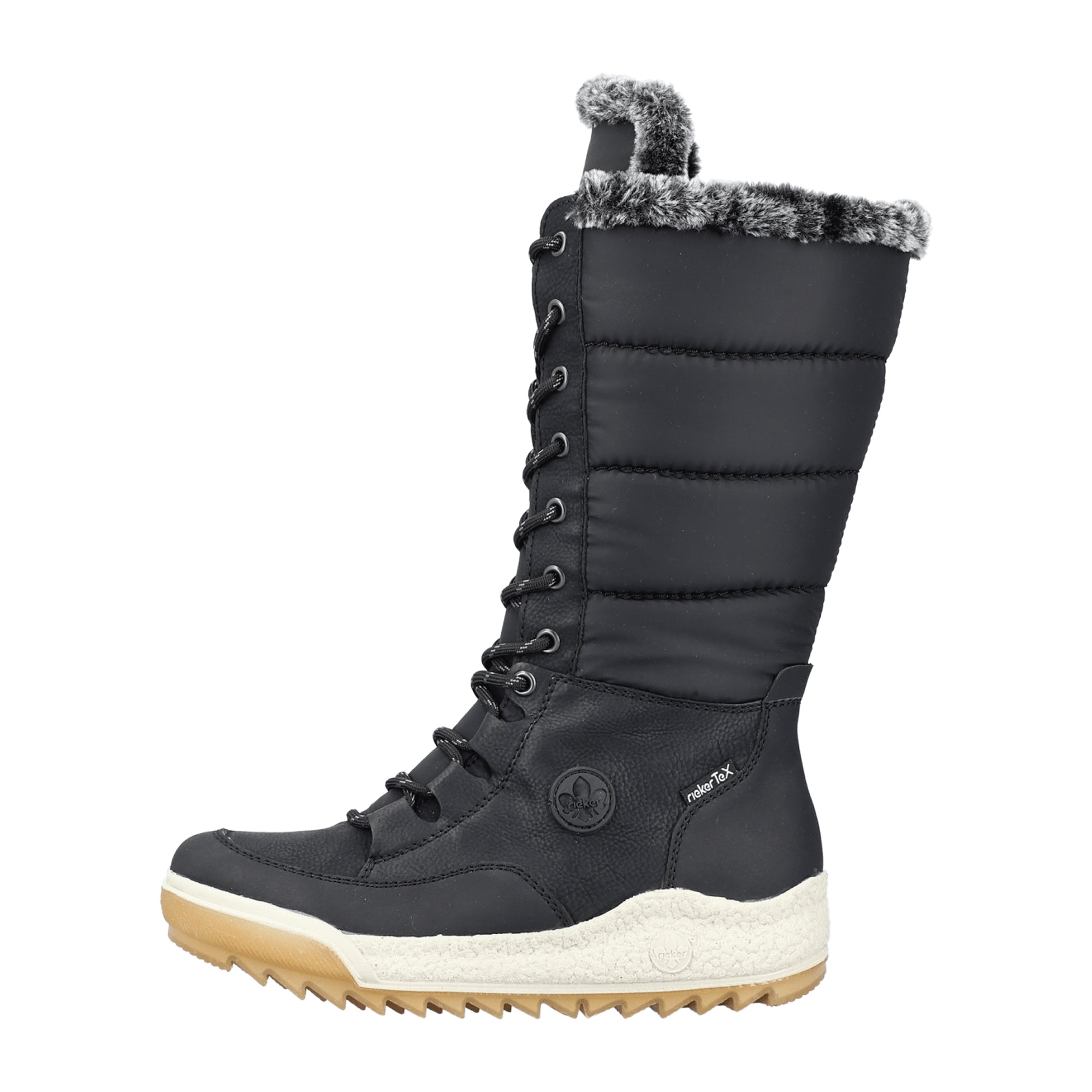 Rieker Y4760-00 Women's Black Boots Faux Leather Warm Lined Winter Shoes