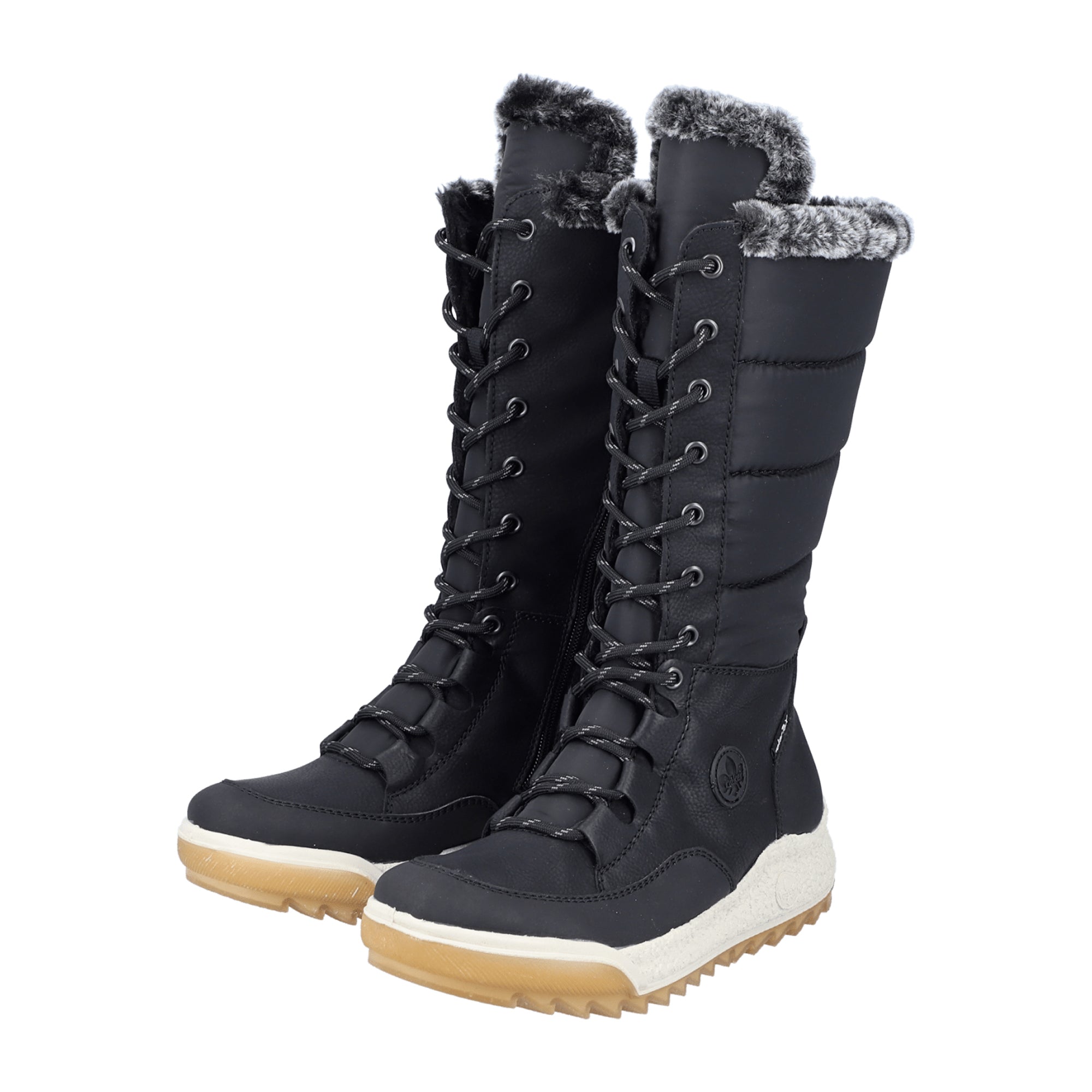 Rieker Y4760-00 Women's Black Boots Faux Leather Warm Lined Winter Shoes