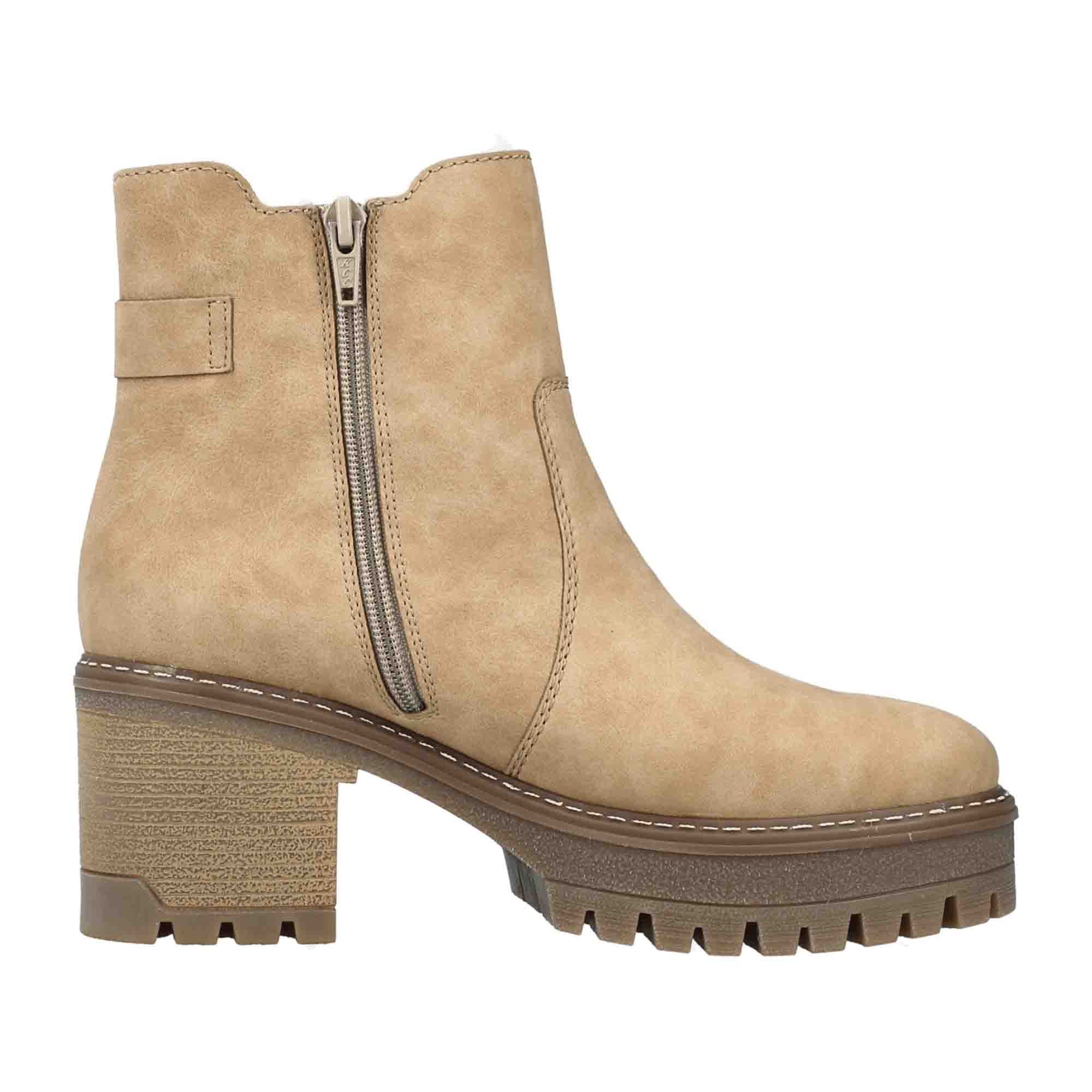 Rieker Beige Women's Slip-On Shoes Kunstleder Fall Winter 7cm Heel