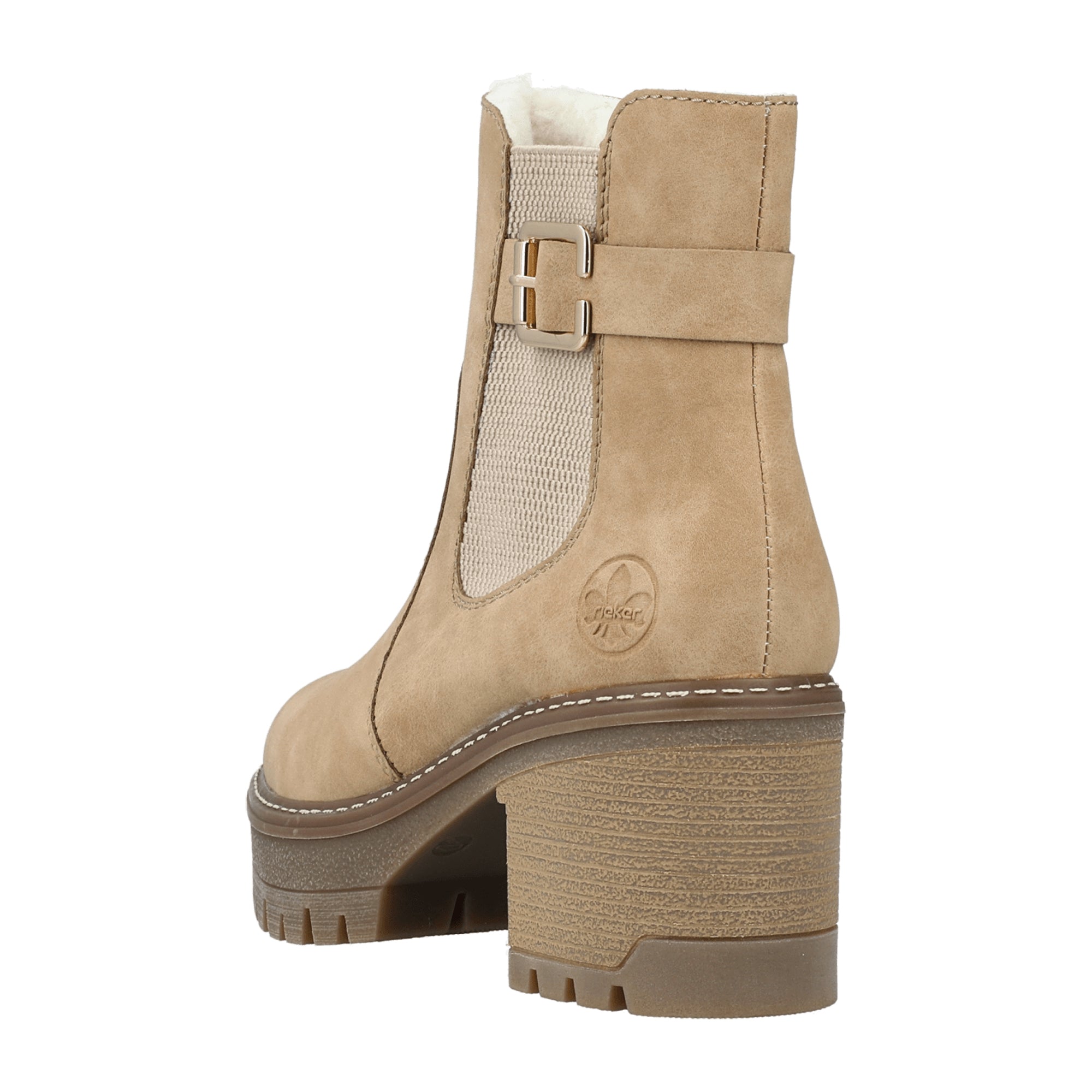 Rieker Beige Women's Slip-On Shoes Kunstleder Fall Winter 7cm Heel