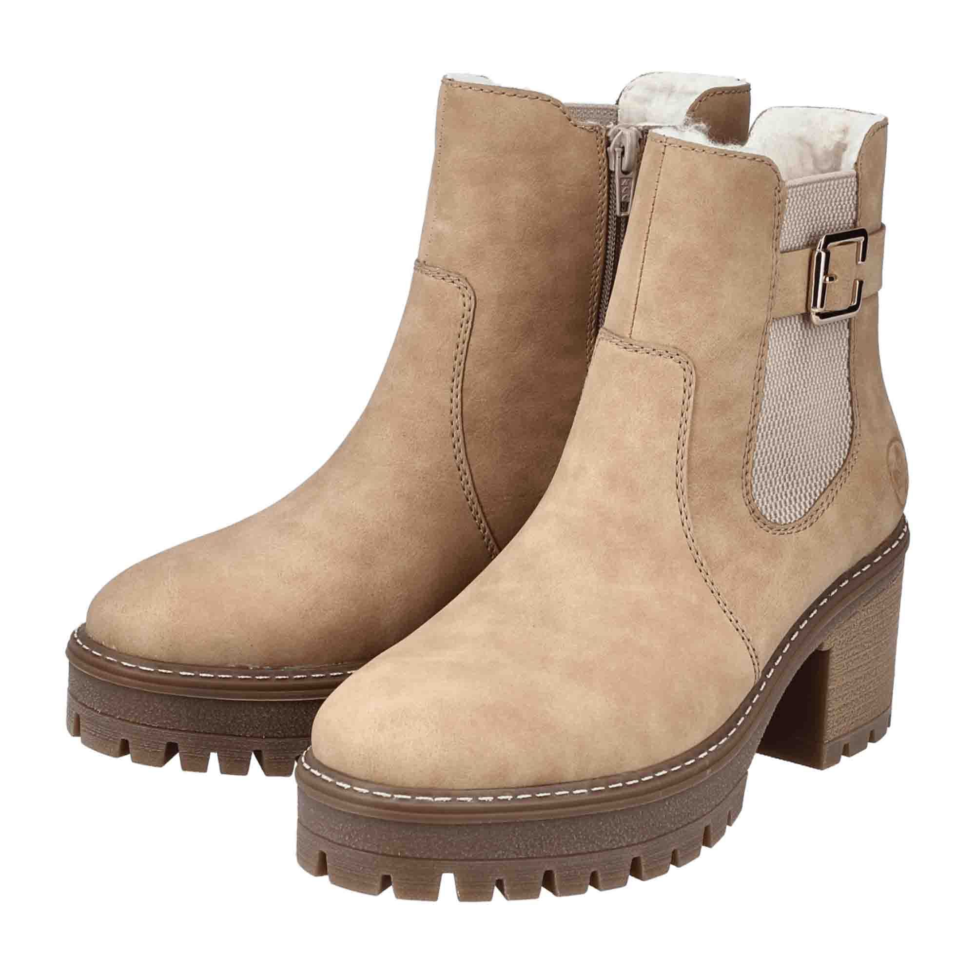 Rieker Beige Women's Slip-On Shoes Kunstleder Fall Winter 7cm Heel