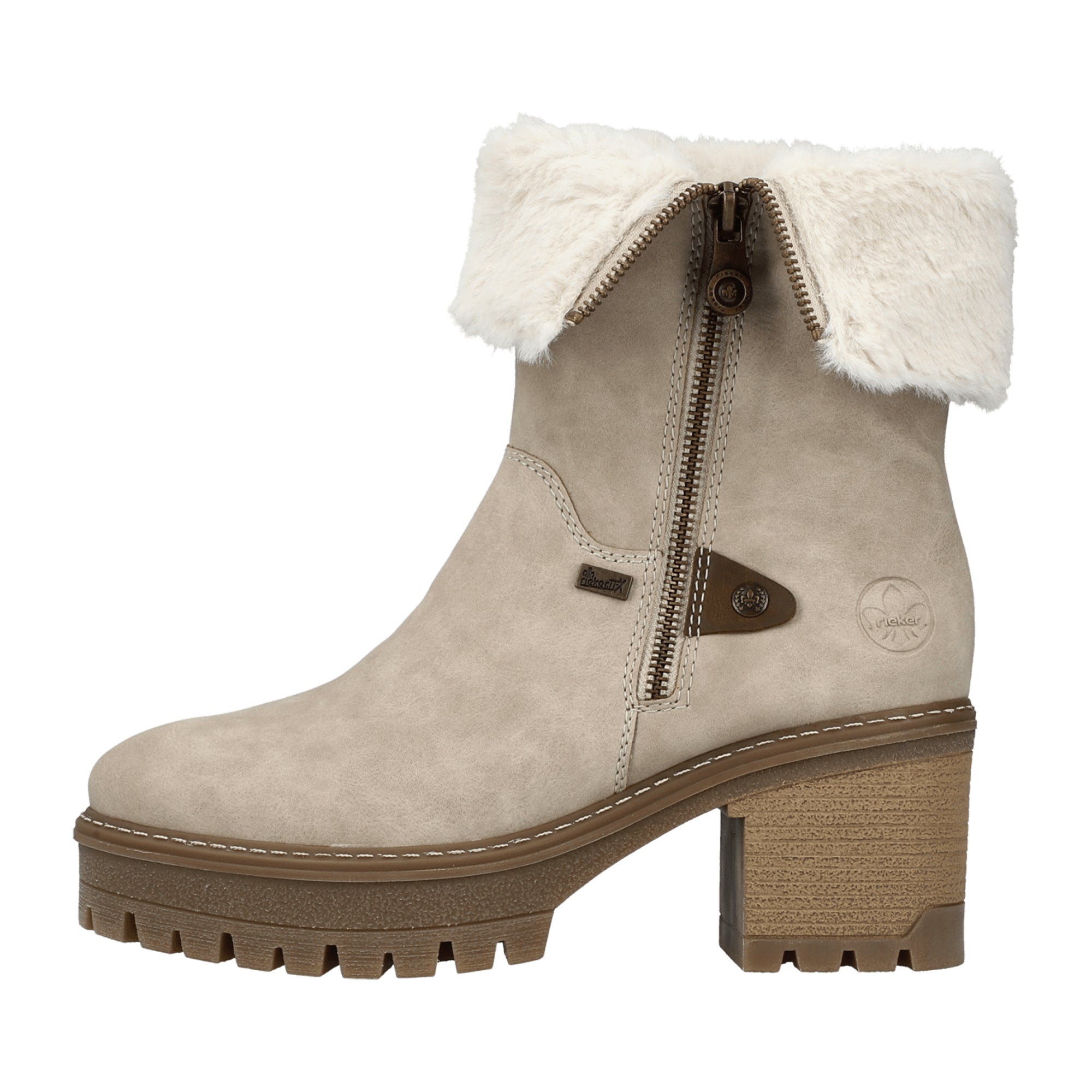 Rieker HWK Women's Beige Boots with Removable Footbed and Warm Lining