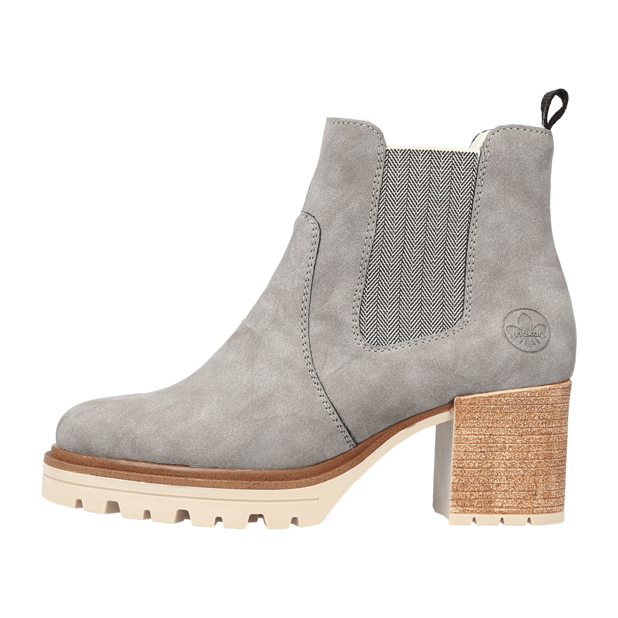 Rieker Grey Women's Chelsea Boots with Block Heel and Warm Lining