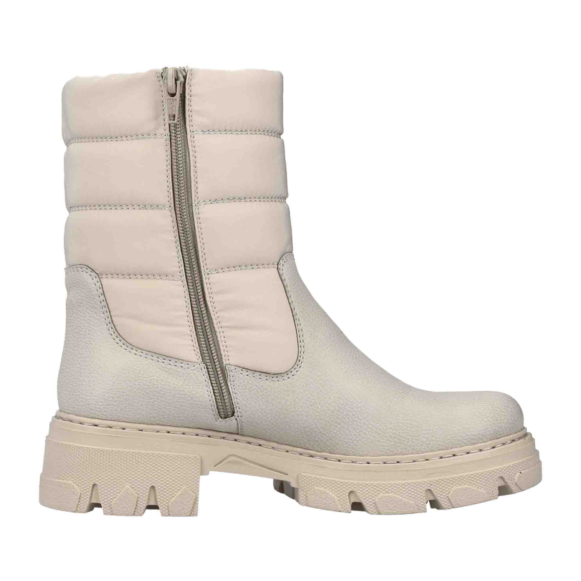 Rieker Beige Women's Boots Warm Lined Faux Leather for Fall Winter Season