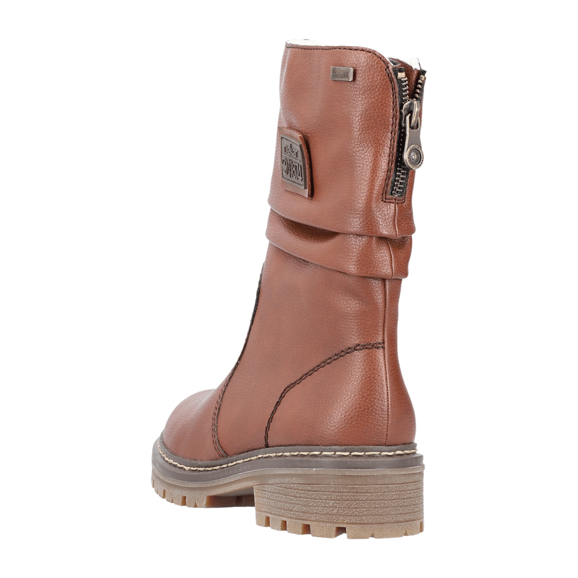 Rieker Women's Brown Boots with Zipper and Round Toe for Fall and Winter