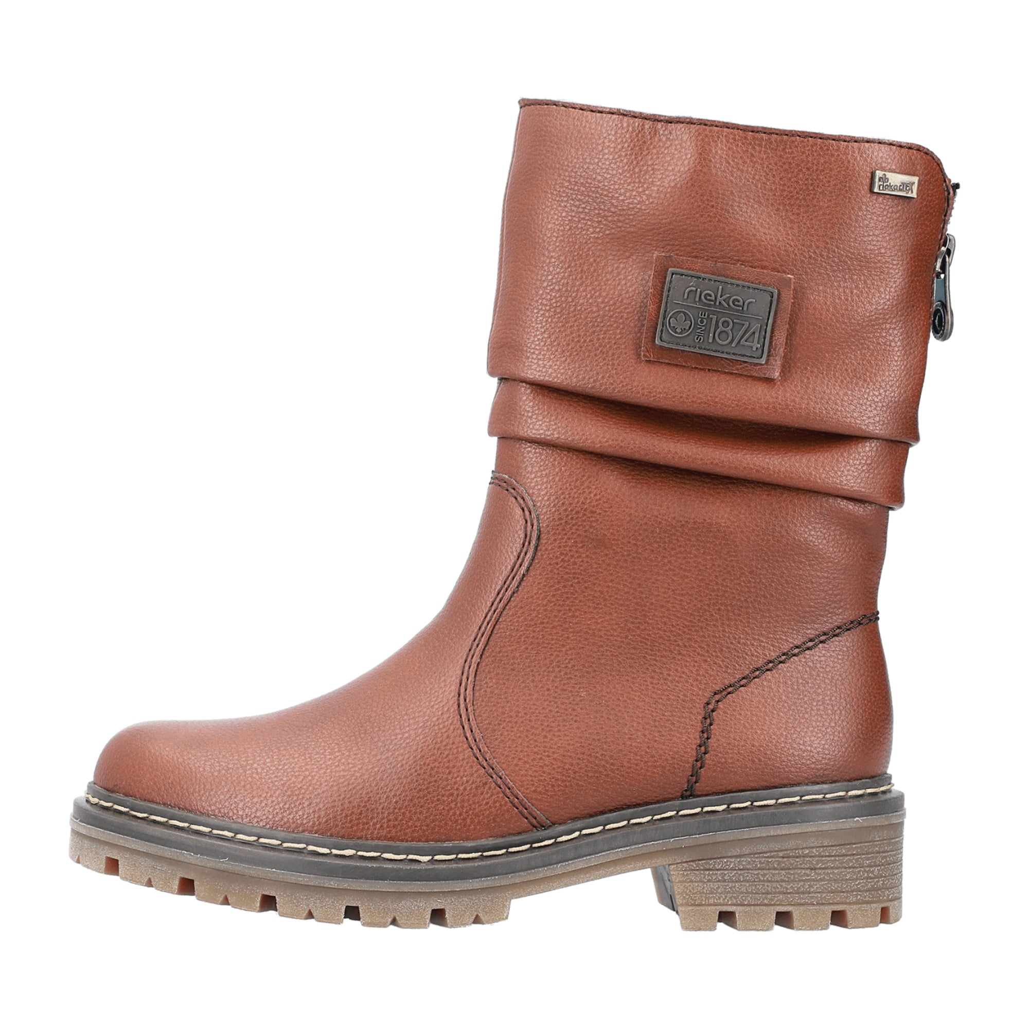 Rieker Women's Brown Boots with Zipper and Round Toe for Fall and Winter