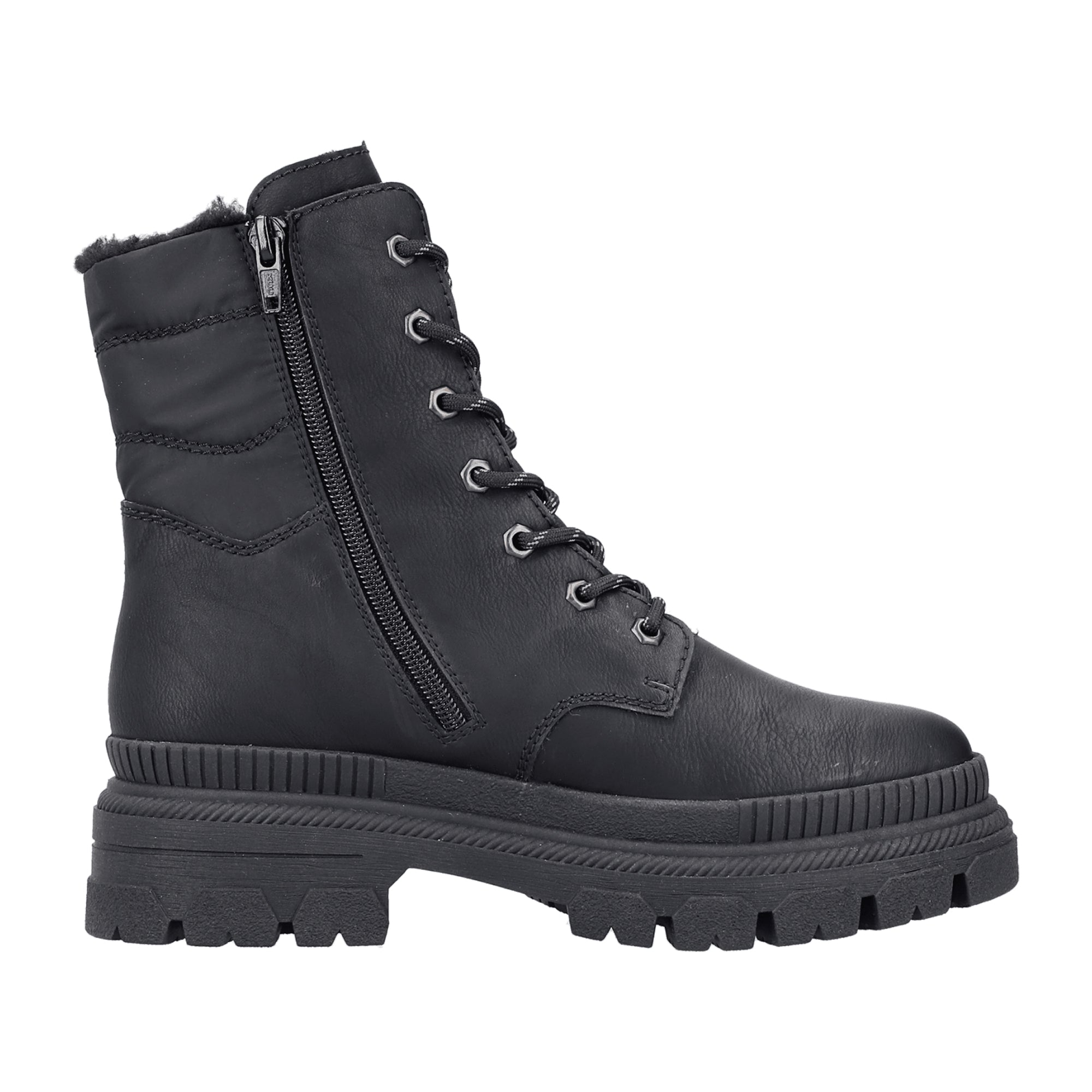 Rieker HWK Women's Black Boots with Zipper for Fall Winter