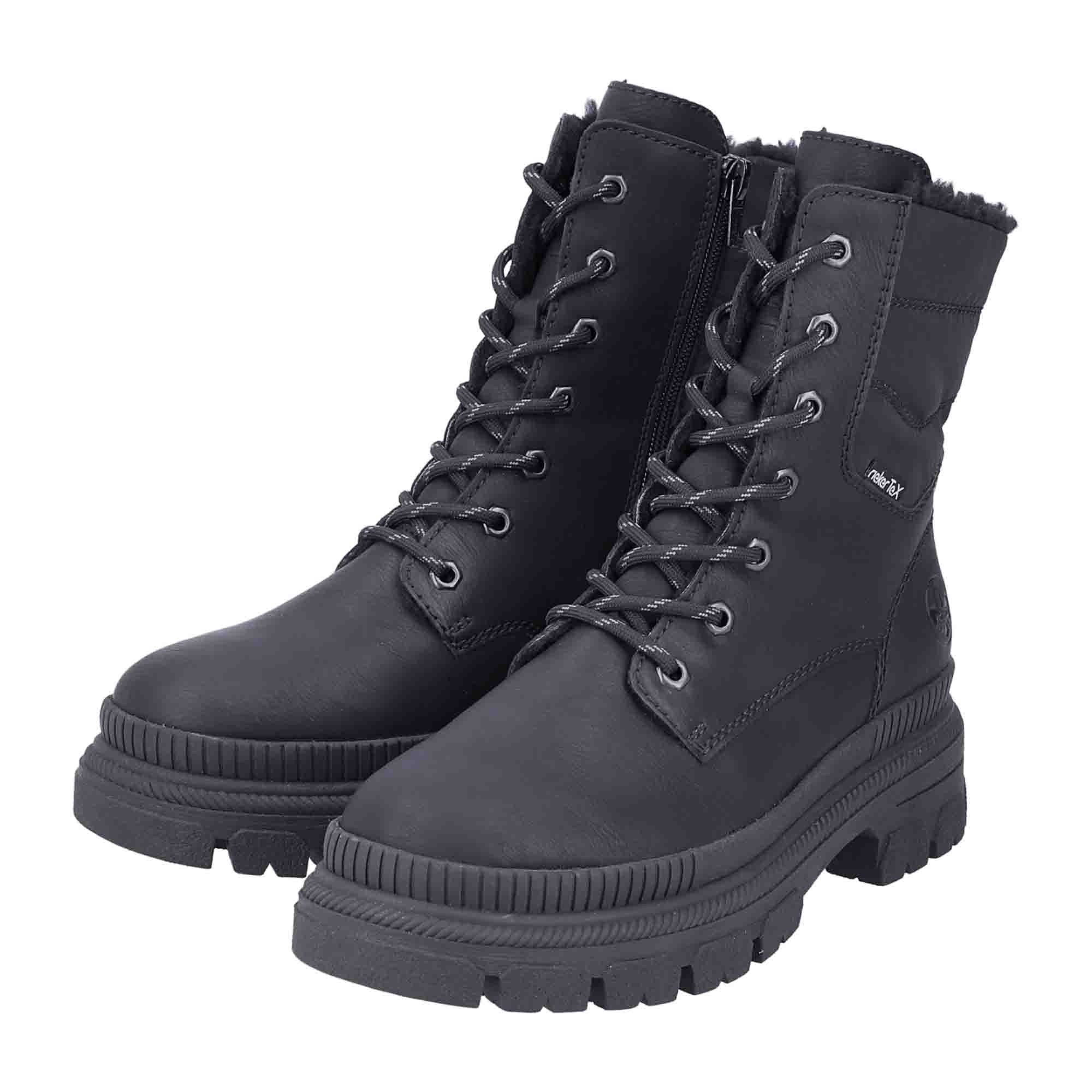 Rieker HWK Women's Black Boots with Zipper for Fall Winter