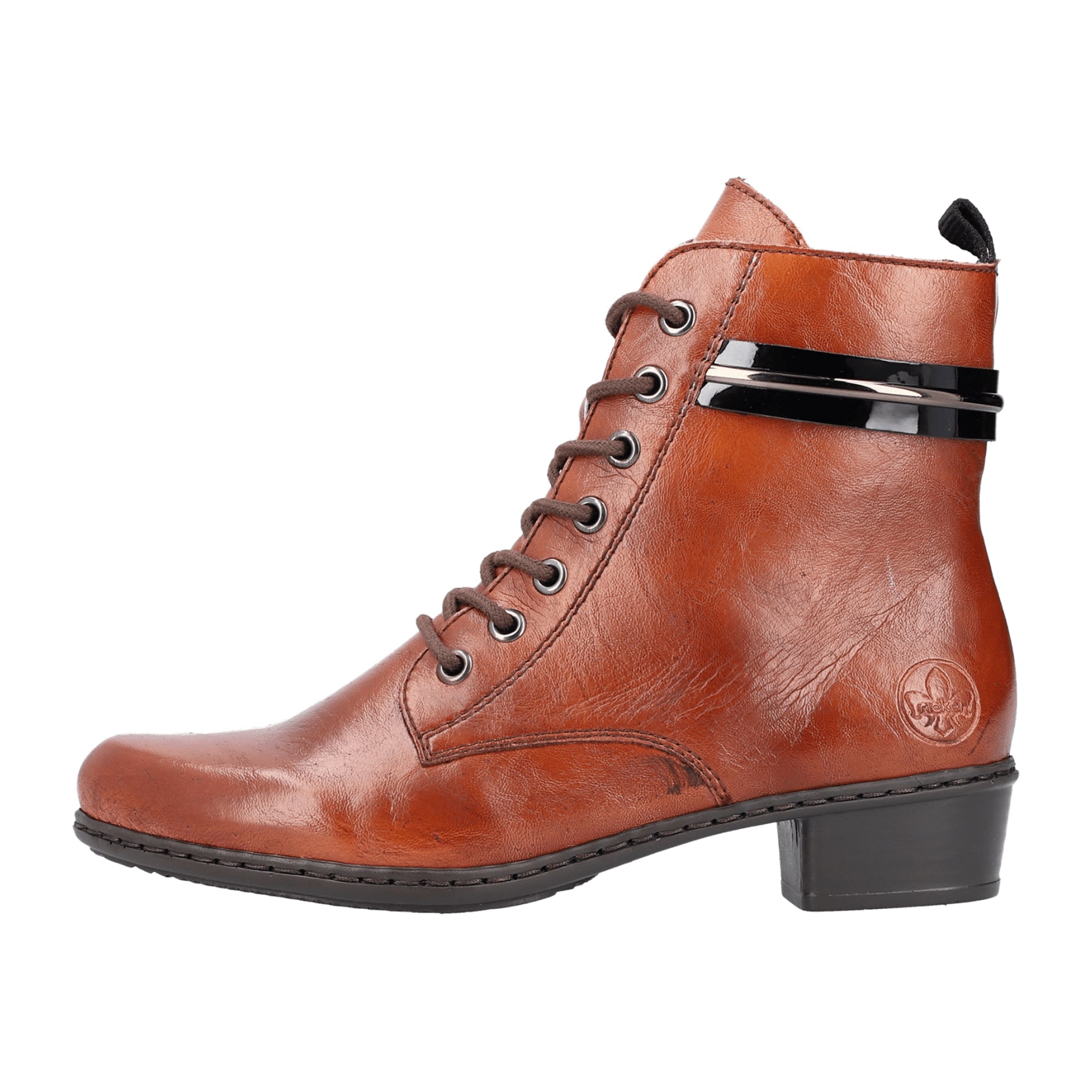 Rieker HWK Women's Brown Boots Faux Leather Lace-Up Fall/Winter Comfortable