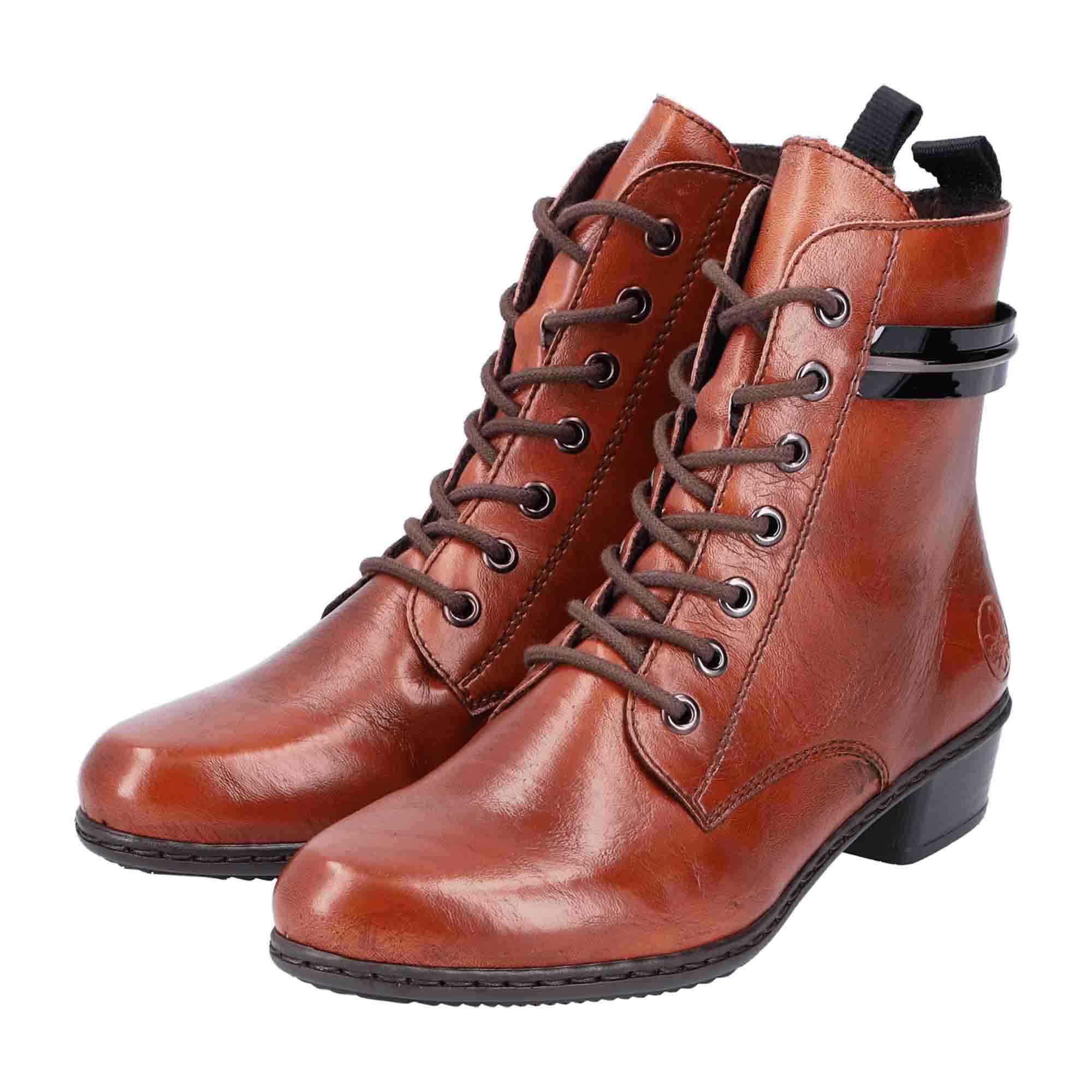 Rieker HWK Women's Brown Boots Faux Leather Lace-Up Fall/Winter Comfortable