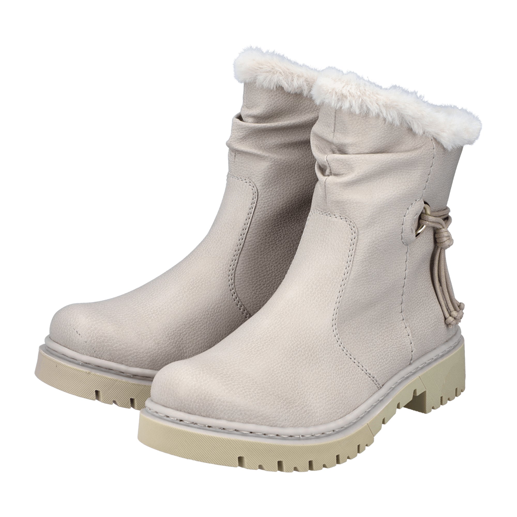 Rieker Beige Women's Boots with Block Heel and Warm Lining for Fall/Winter