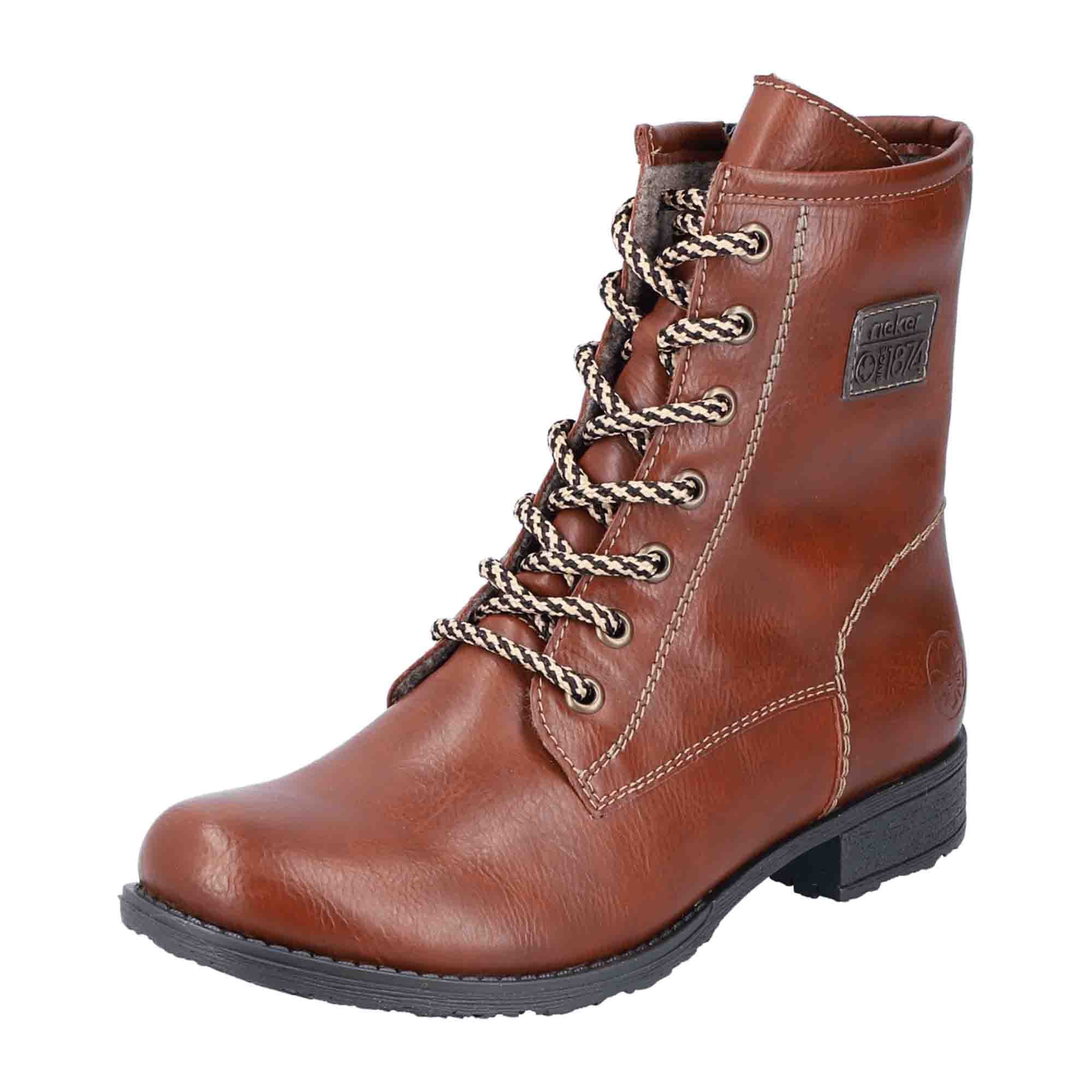Rieker HWK Women's Brown Boots with Laces for Fall and Winter