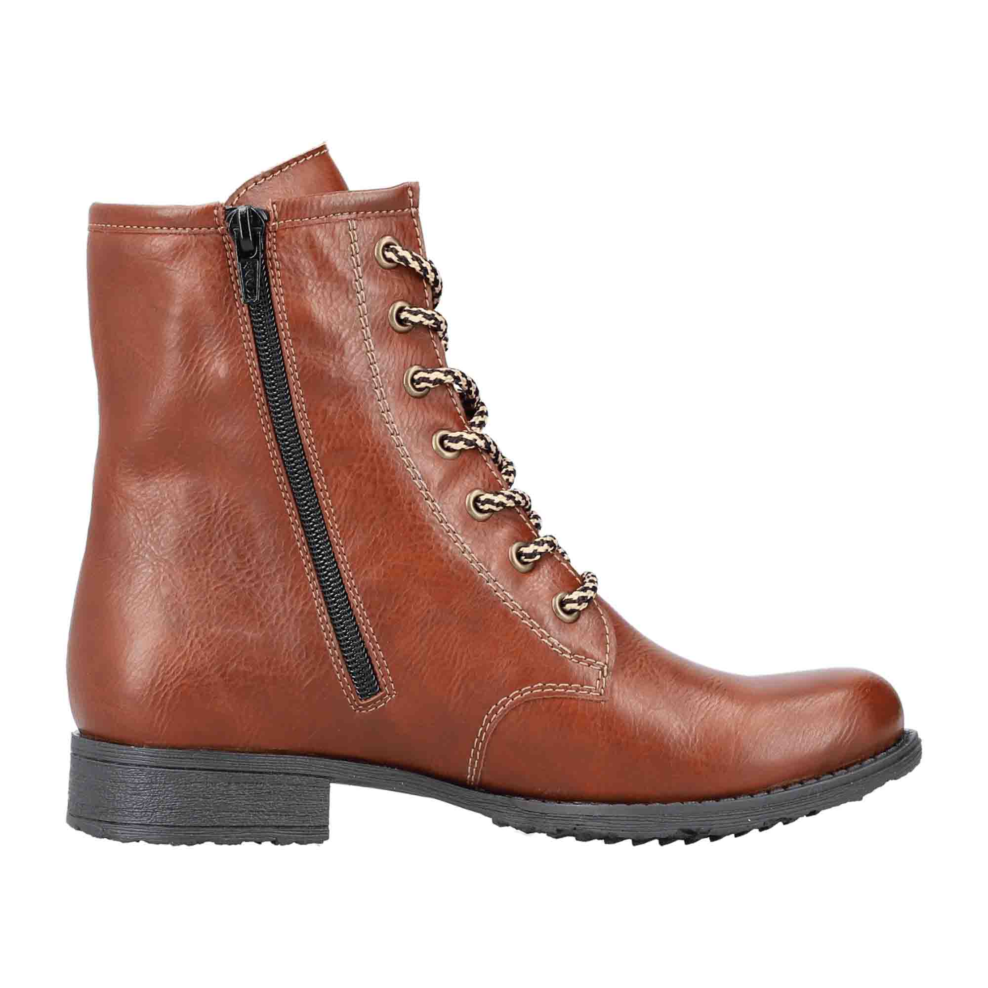 Rieker HWK Women's Brown Boots with Laces for Fall and Winter
