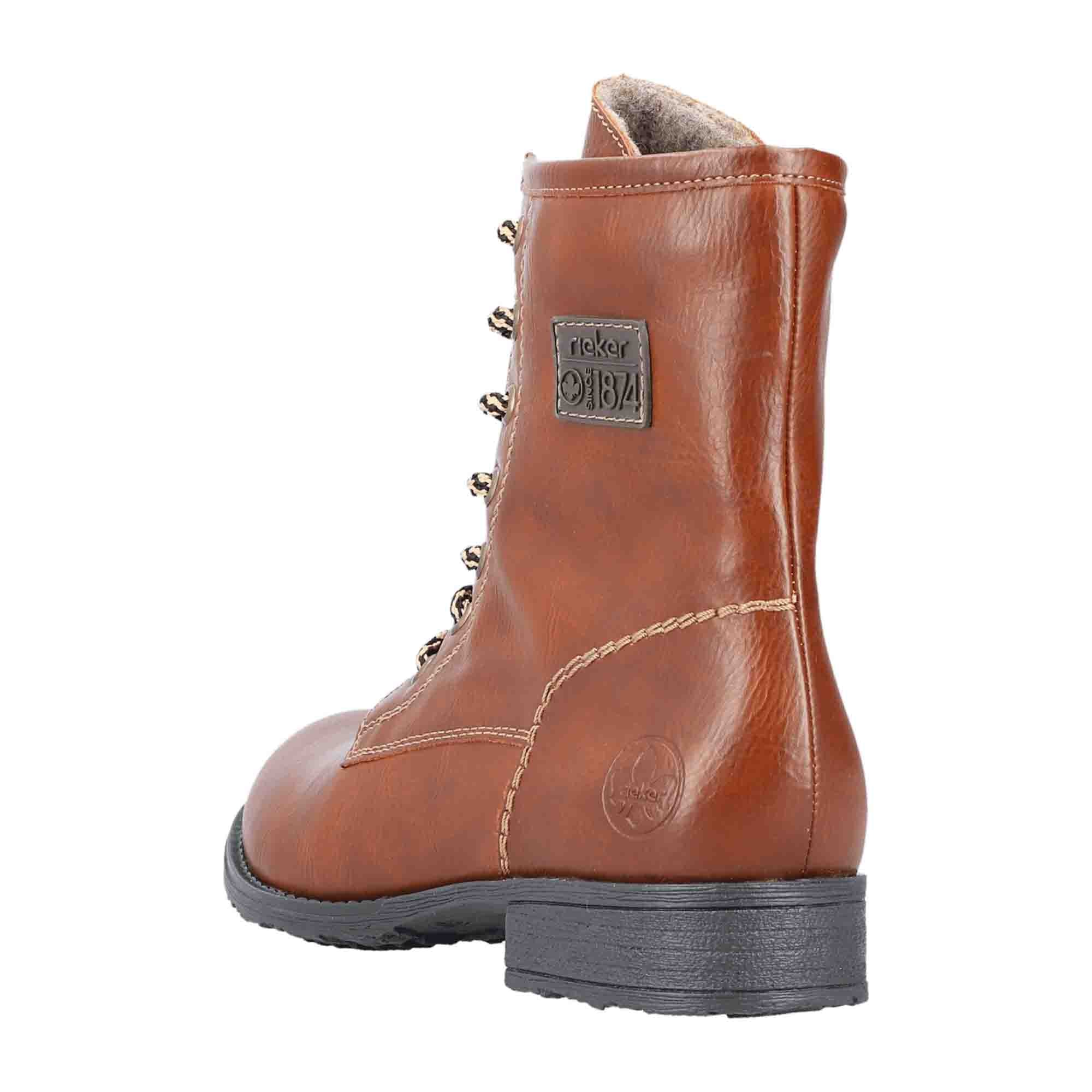 Rieker HWK Women's Brown Boots with Laces for Fall and Winter