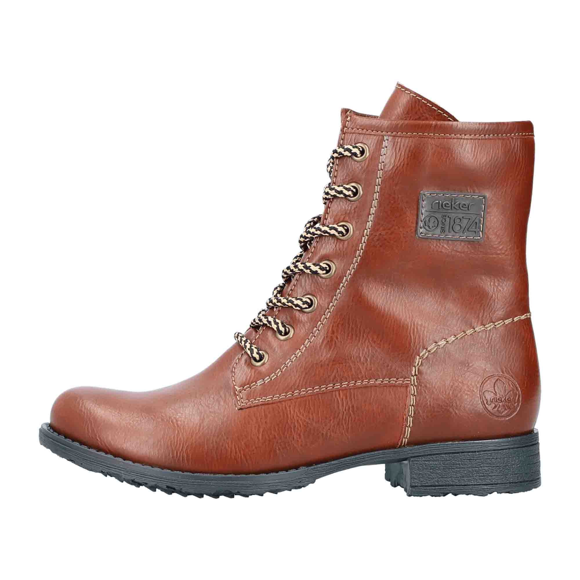 Rieker HWK Women's Brown Boots with Laces for Fall and Winter