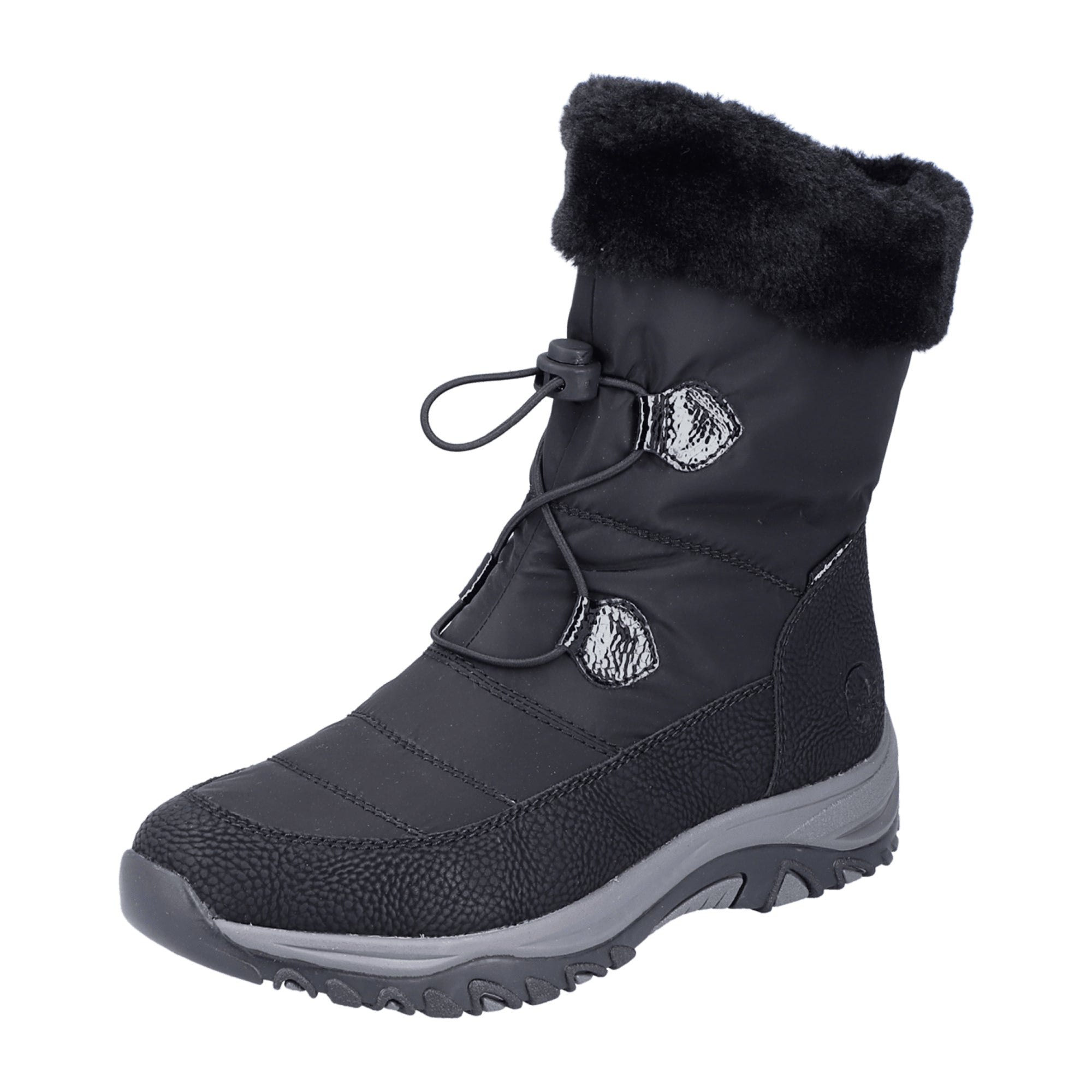 Rieker HWK Women's Black Boots, Synthetic, Warm Lined, Zip Closure