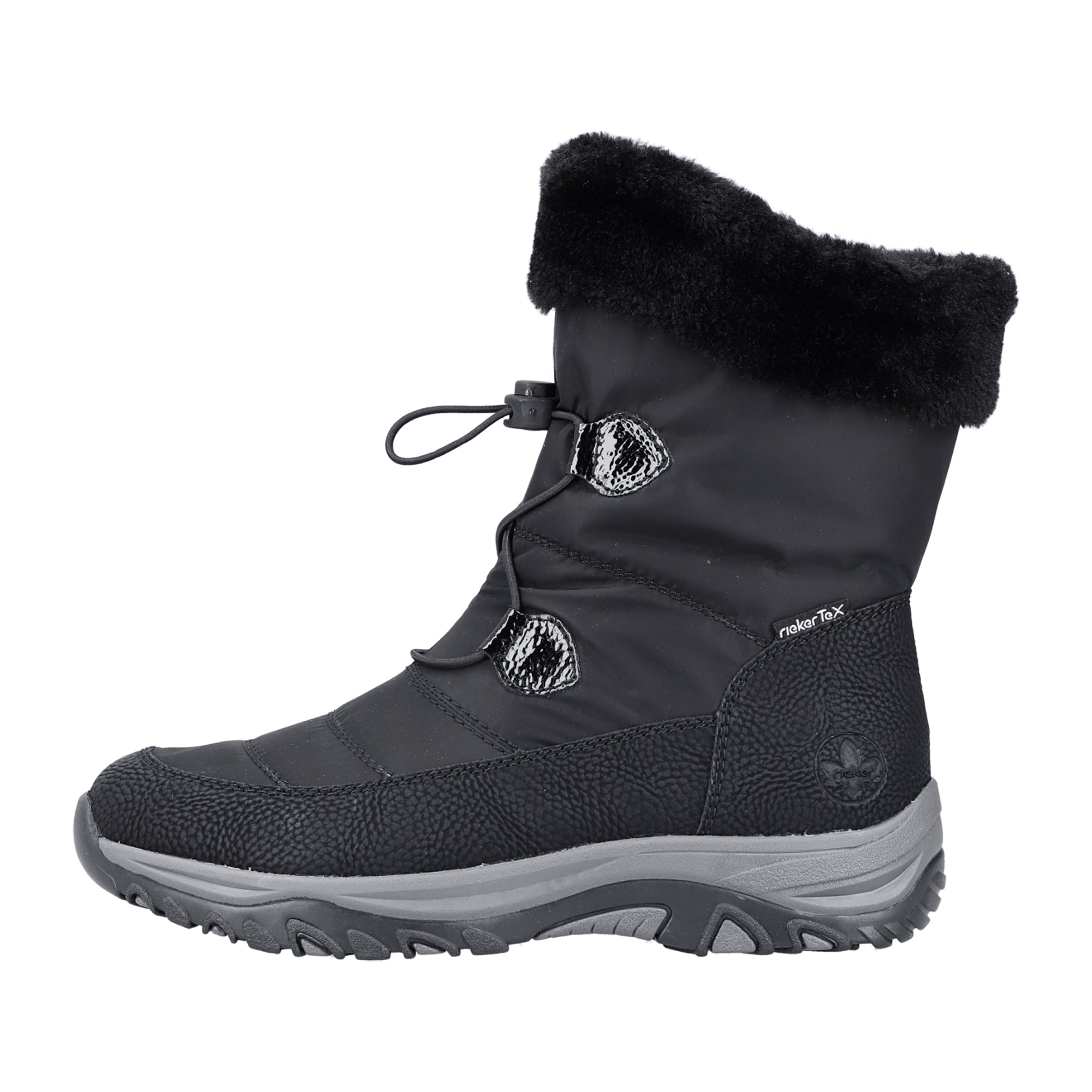 Rieker HWK Women's Black Boots, Synthetic, Warm Lined, Zip Closure