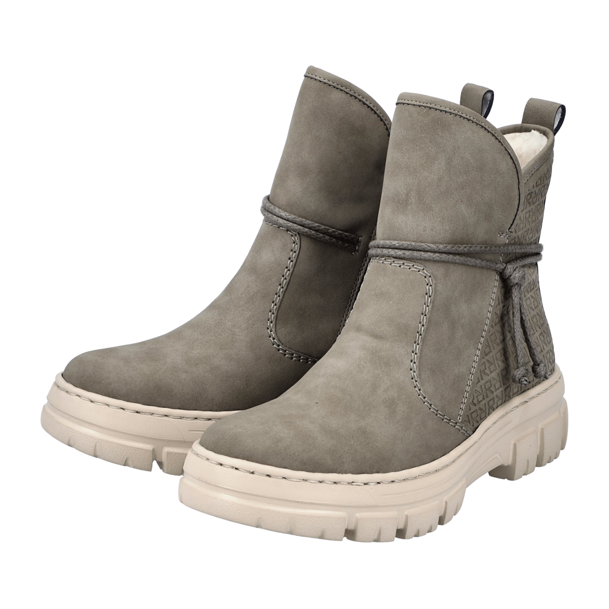 Rieker Z7462-52 Women's Olive Ankle Boots with Platform Heel and Zip Closure
