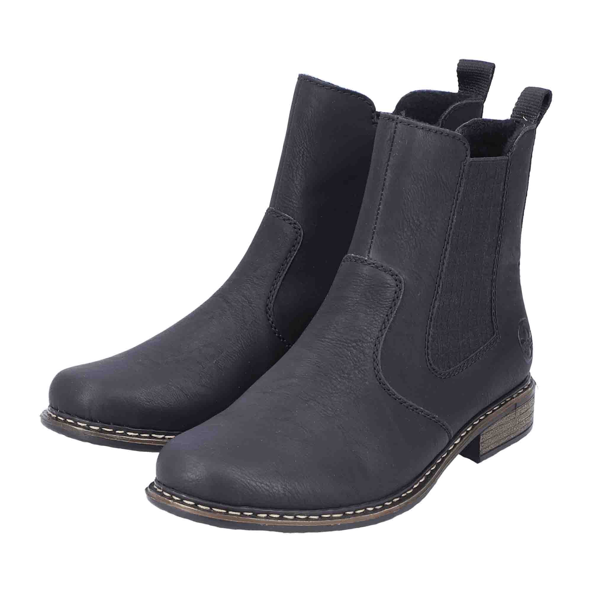 Rieker Z4983-00 Women's Black Slip-On Shoes Faux Leather Winter Comfort