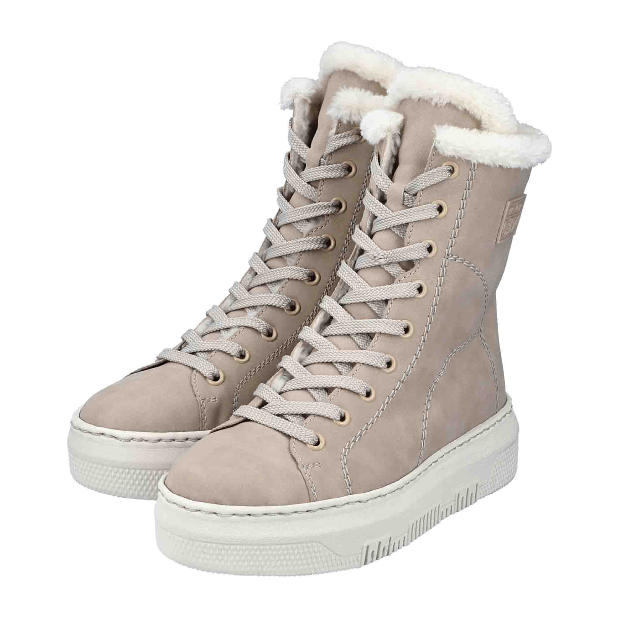 Rieker HWK Beige Women's Boots with Lace-Up Closure for Fall Winter
