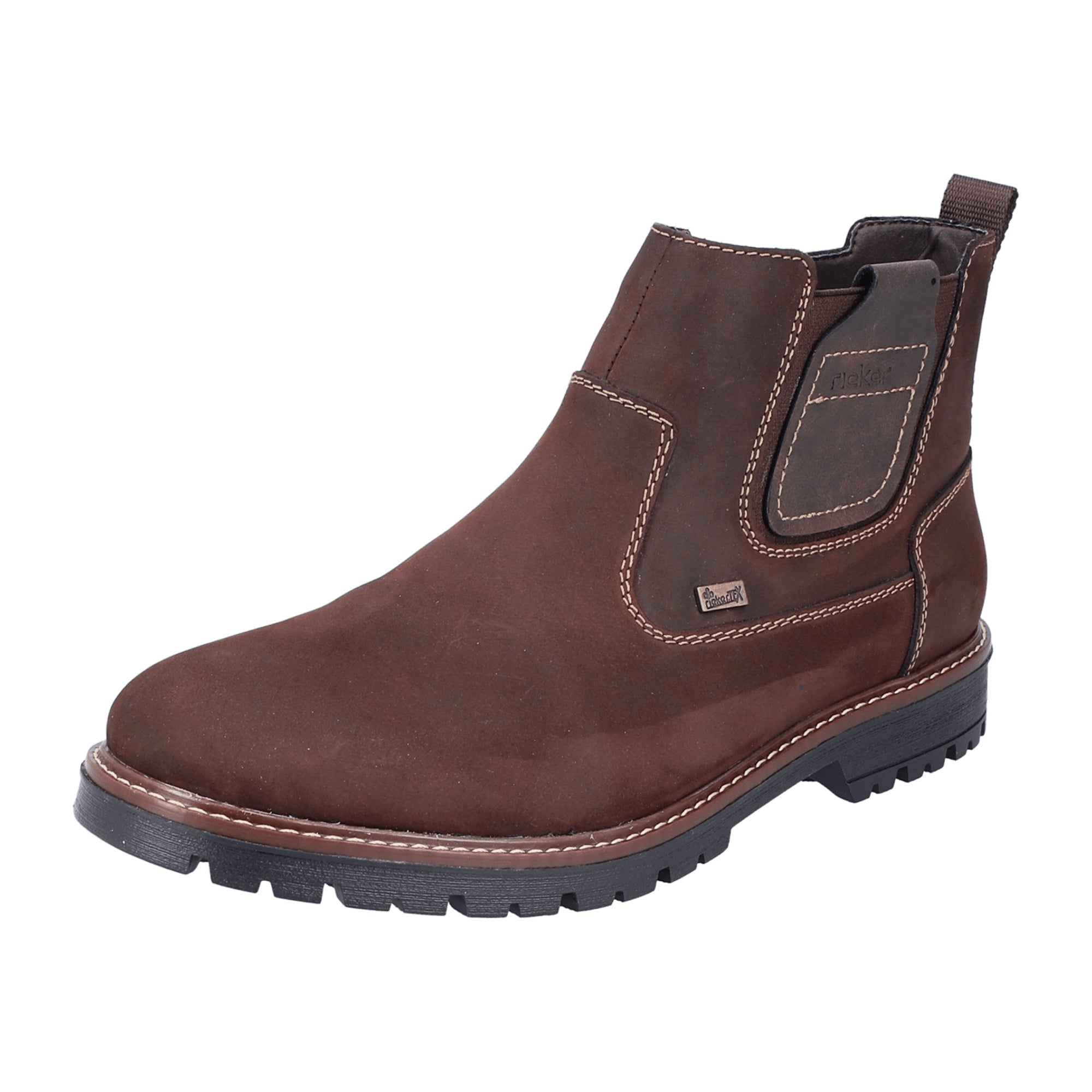 Rieker HWK Brown Leather Men's Boots Slip-On for Autumn Winter