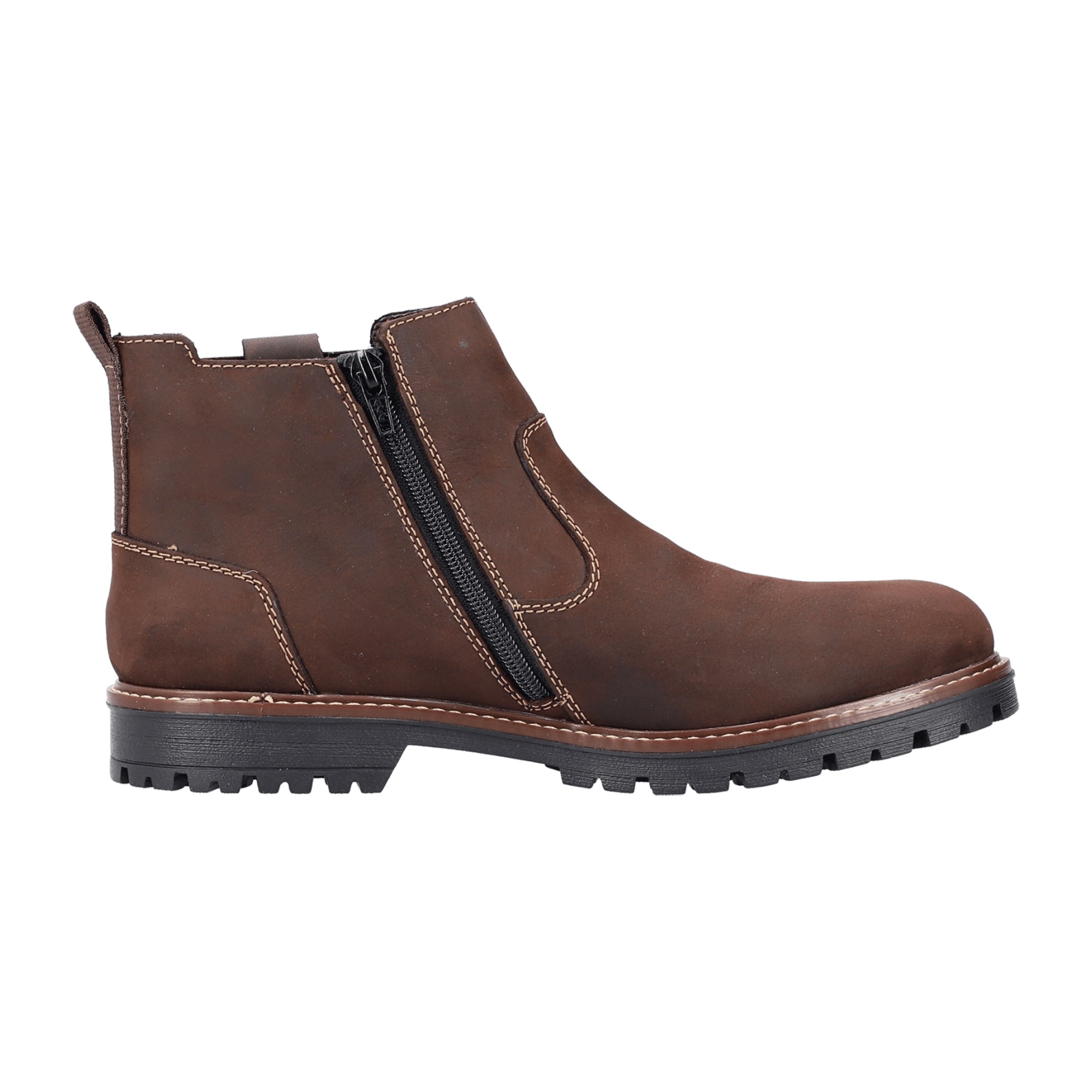 Rieker HWK Brown Leather Men's Boots Slip-On for Autumn Winter