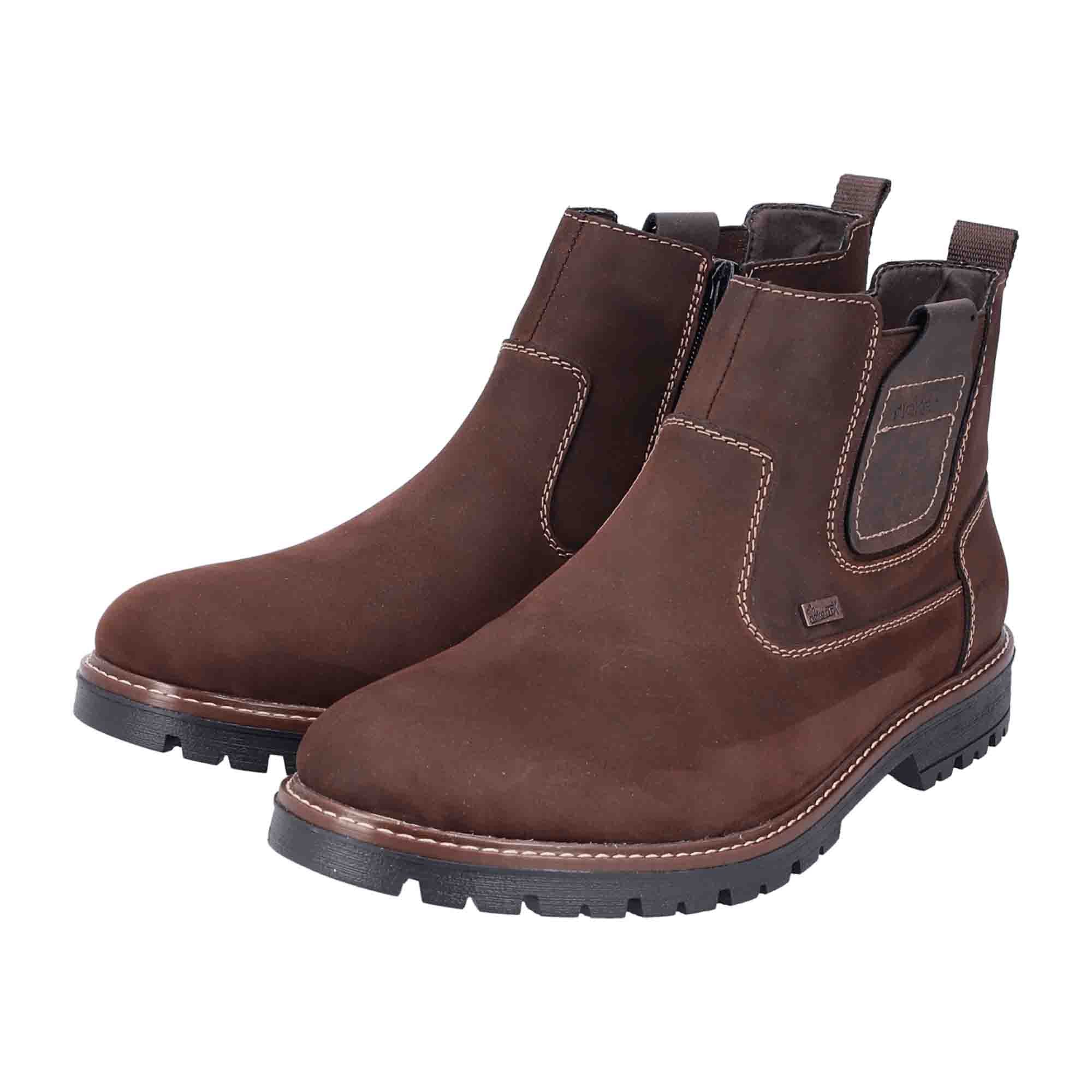 Rieker HWK Brown Leather Men's Boots Slip-On for Autumn Winter