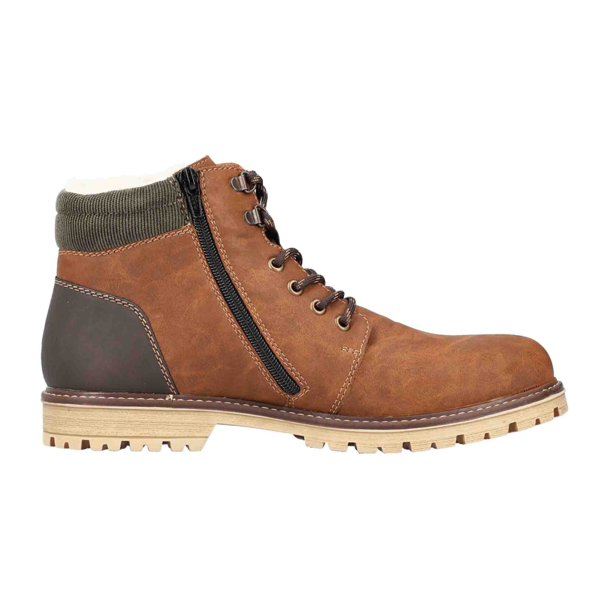 Rieker HWK Men's Brown Boots with Zipper and Laces for Fall/Winter