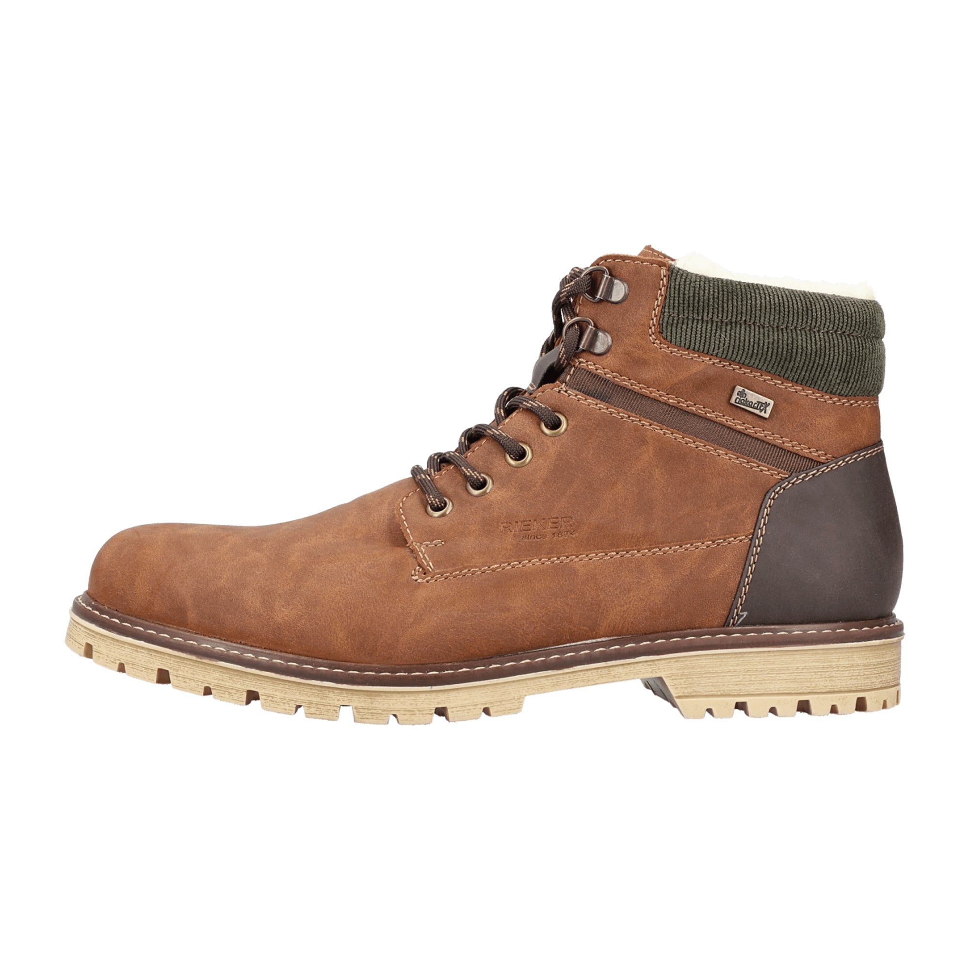 Rieker HWK Men's Brown Boots with Zipper and Laces for Fall/Winter