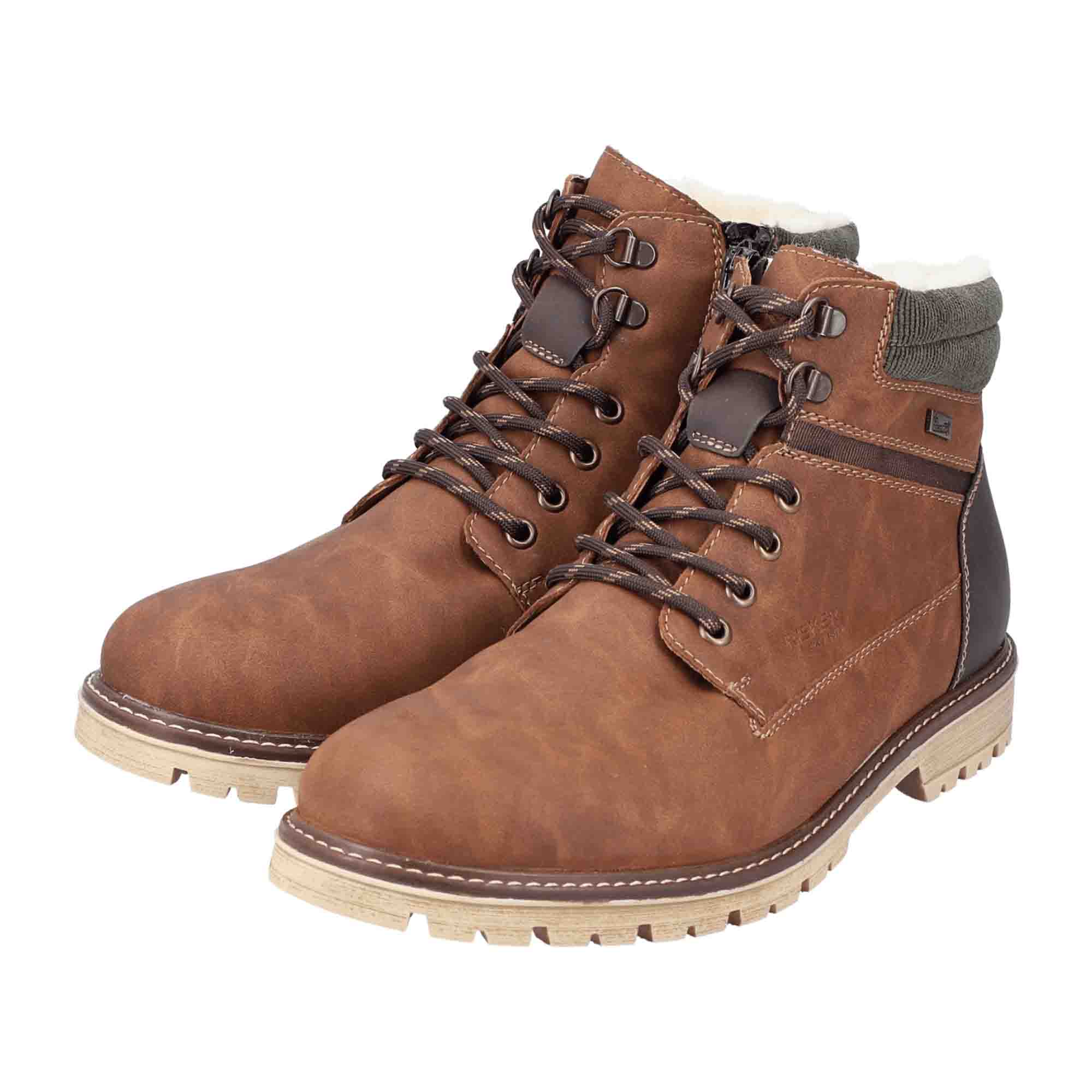 Rieker HWK Men's Brown Boots with Zipper and Laces for Fall/Winter