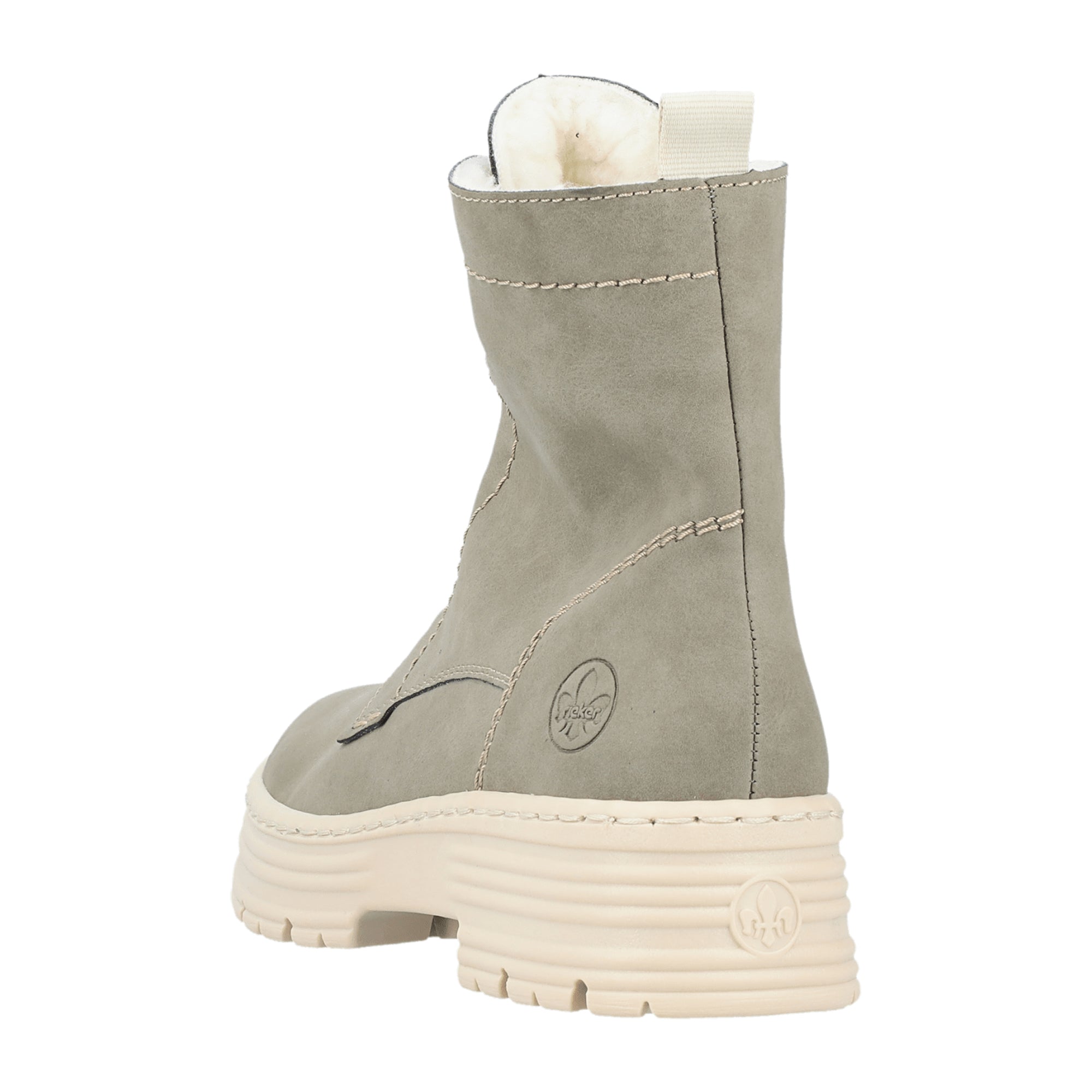 Rieker HWK Women's Olive Boots with Block Heel and Warm Lining