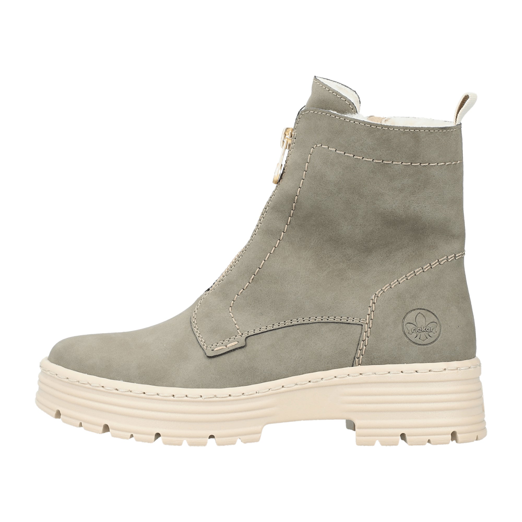 Rieker HWK Women's Olive Boots with Block Heel and Warm Lining